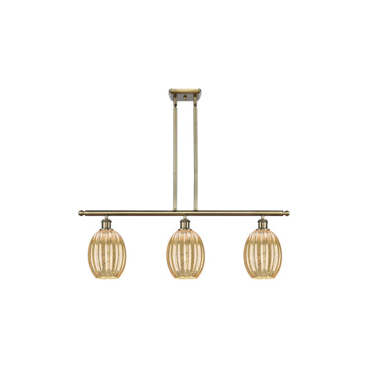 Innovations Preston Bulb 36in 3-Light Island Light | Industrial Antique Brass and Mercury Glass | Kitchen Island & Dining | Model 516-3I-AB-G459-6ME