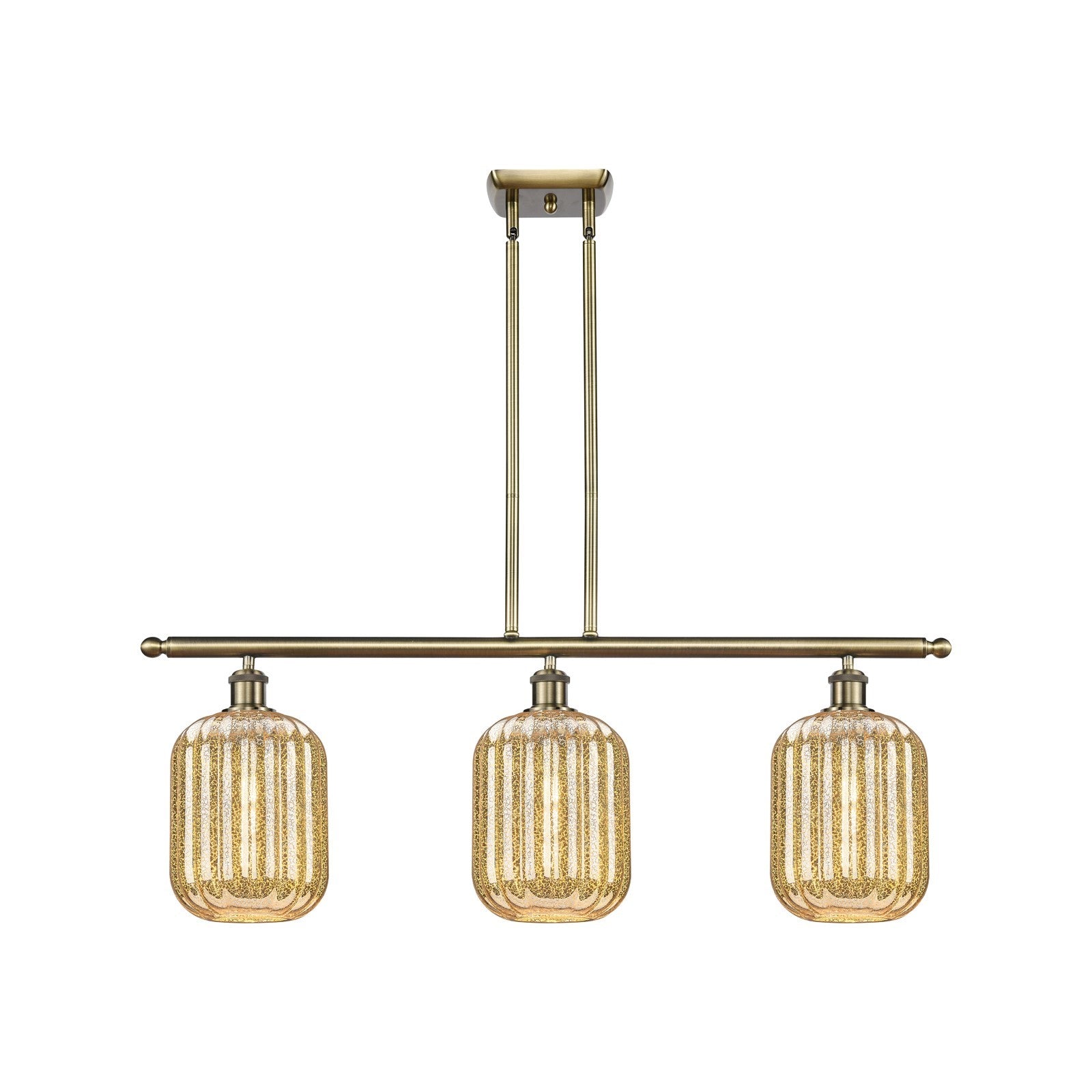 Innovations Preston Cylinder 36in 3-Light Island Light | Industrial Antique Brass and Mercury Glass | Kitchen Island | Model 516-3I-AB-G460-7ME