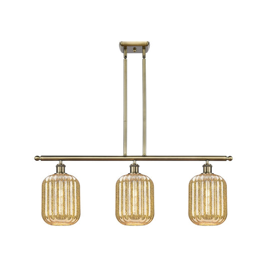 Innovations Preston Cylinder 36in 3-Light Island Light | Industrial Antique Brass and Mercury Glass | Kitchen Island | Model 516-3I-AB-G460-7ME