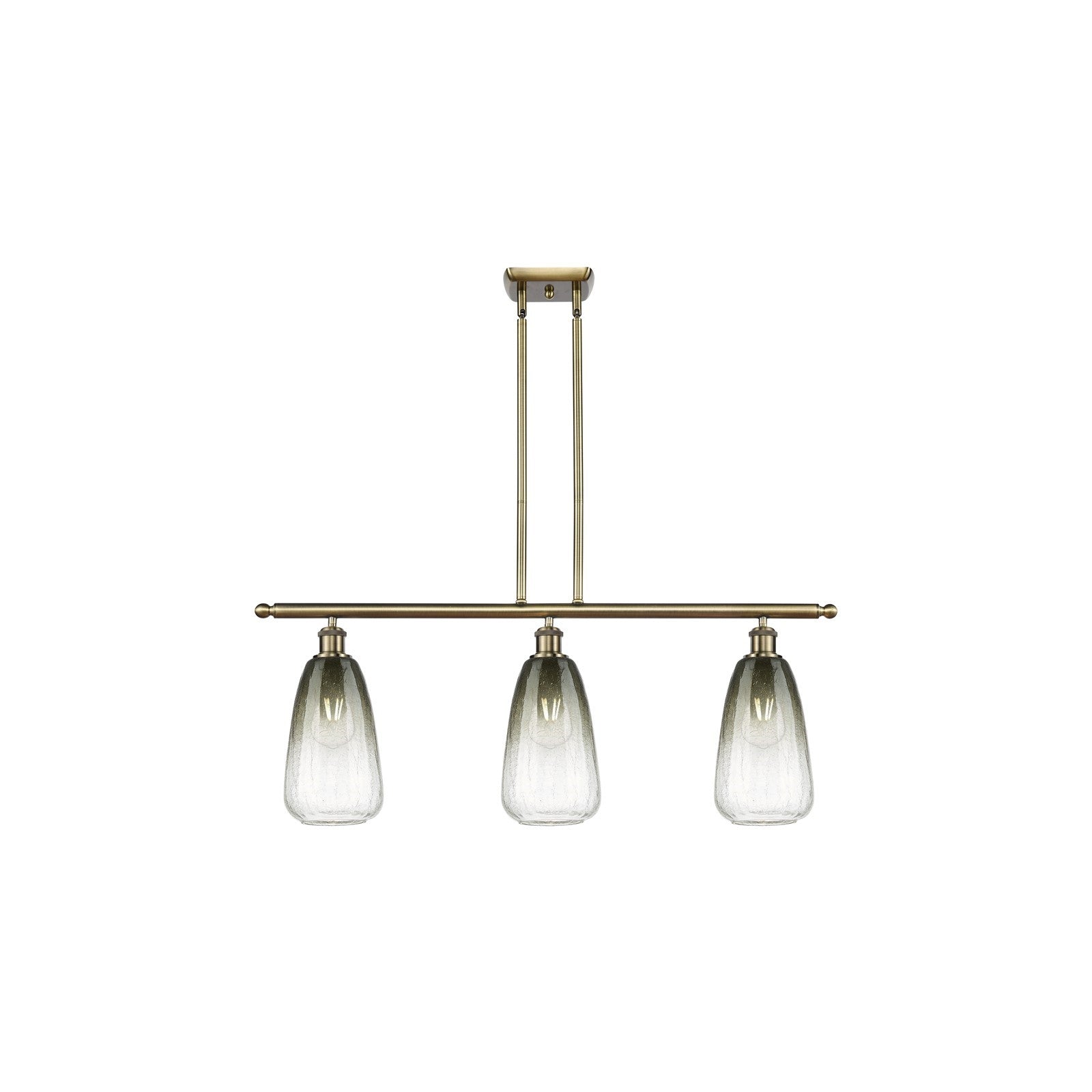 Innovations Brookhaven Almond 36in 3-Light Island Light | Industrial Antique Brass and Slate Glass | Kitchen Island | Model 516-3I-AB-G480-6SL