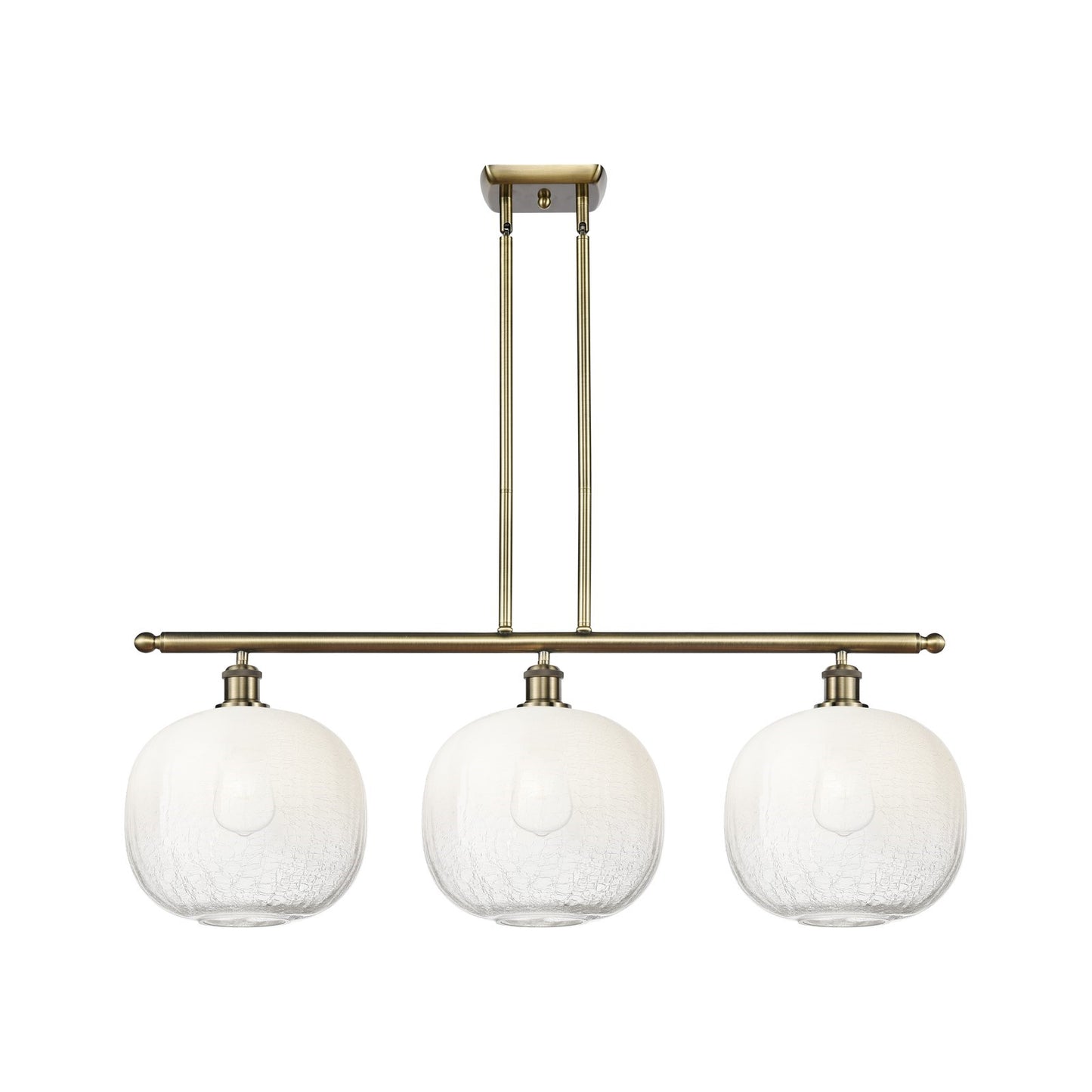 Innovations Brookhaven Sphere 37in 3-Light Island Pendant | Industrial Antique Brass and Opal Glass | Kitchen Island | Model 516-3I-AB-G481-10OP