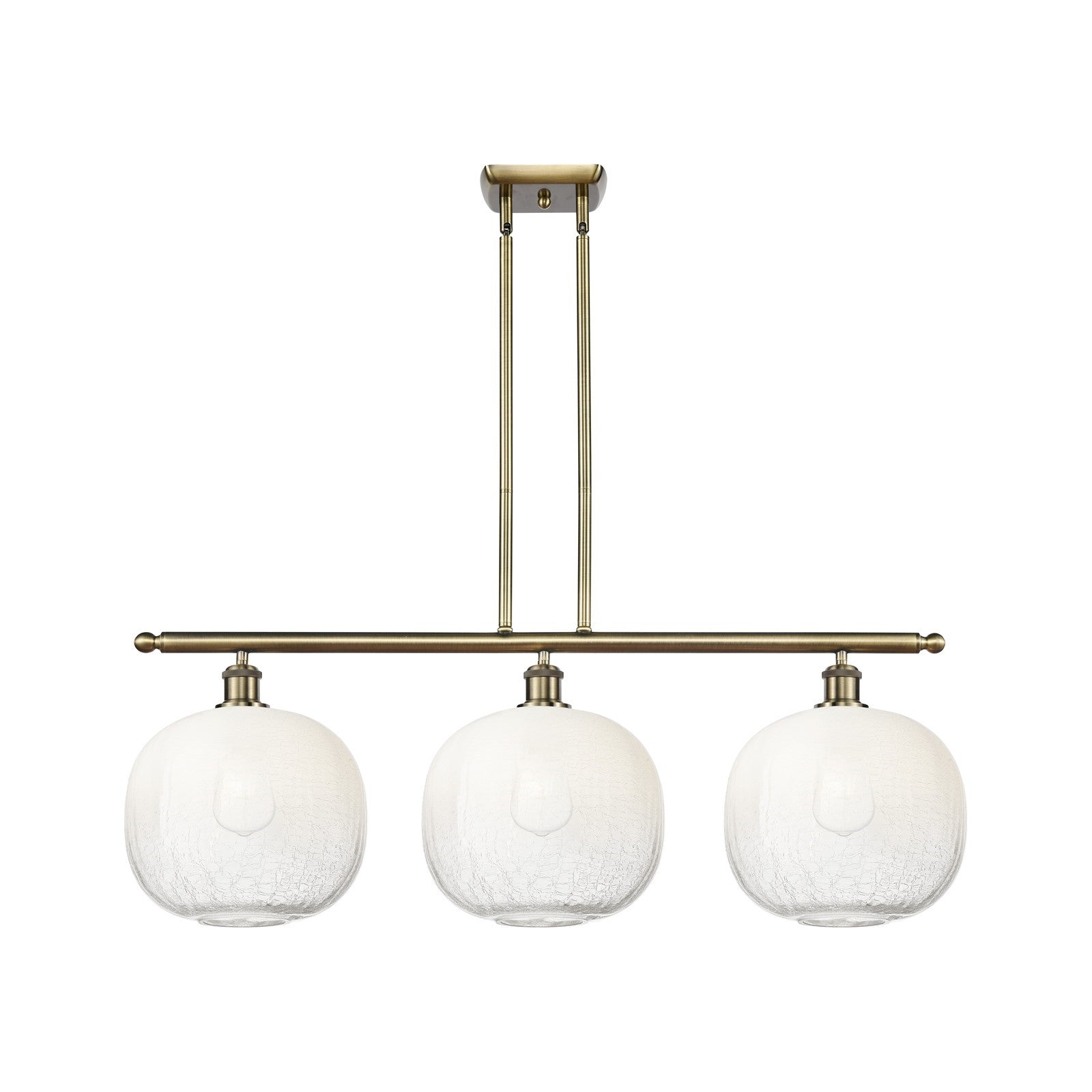 Innovations Brookhaven Sphere 37in 3-Light Island Pendant | Industrial Antique Brass and Opal Glass | Kitchen Island | Model 516-3I-AB-G481-10OP