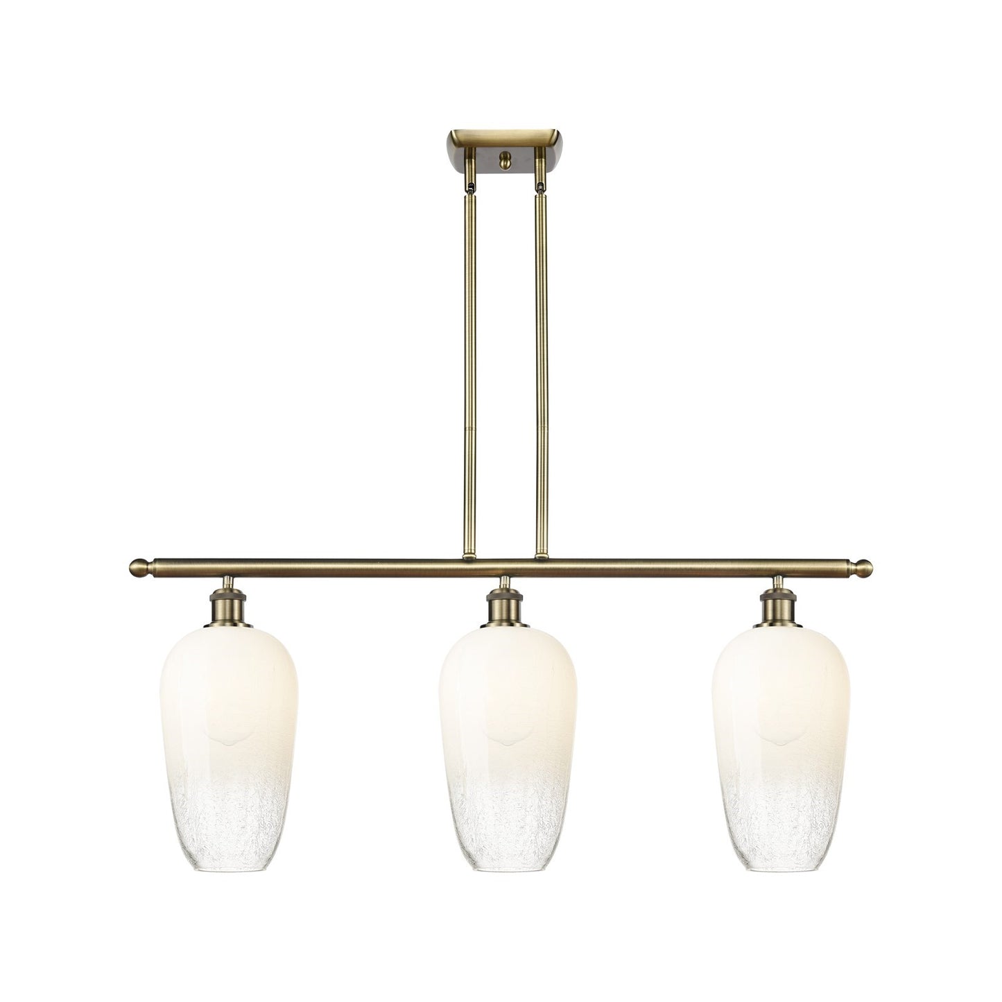 Innovations Brookhaven Flute 36in 3-Light Island Light | Industrial Antique Brass and Opal Glass | Kitchen Island & Dining | Model 516-3I-AB-G484-7OP