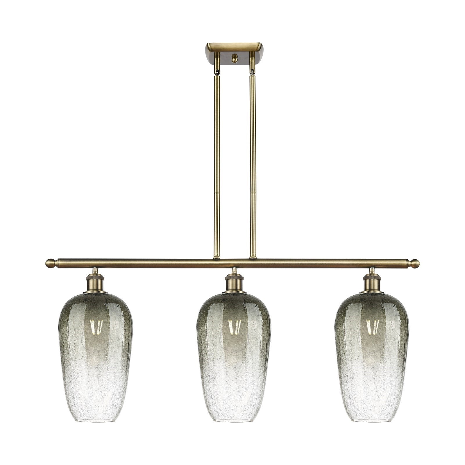 Innovations Brookhaven Flute 36in 3-Light Island Light | Industrial Antique Brass and Slate Glass | Kitchen Island | Model 516-3I-AB-G484-7SL
