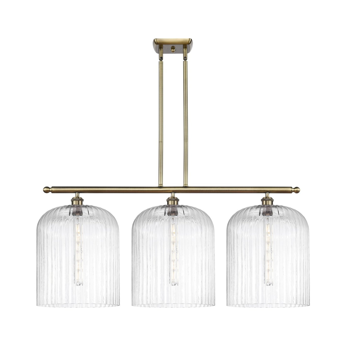 Innovations Bridal Veil 36in 3-Light Island Light | Art Nouveau Antique Brass and Clear Glass | Kitchen Island & Dining | Model 516-3I-AB-G559-12CL