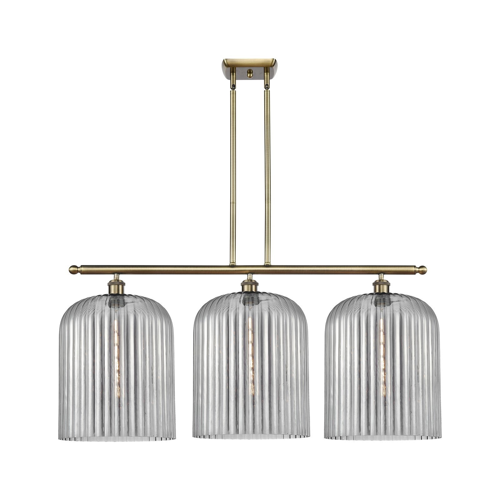 Innovations Bridal Veil 36in 3-Light Island Light | Art Nouveau Antique Brass and Light Smoke Glass | Kitchen Island | Model 516-3I-AB-G559-12SM