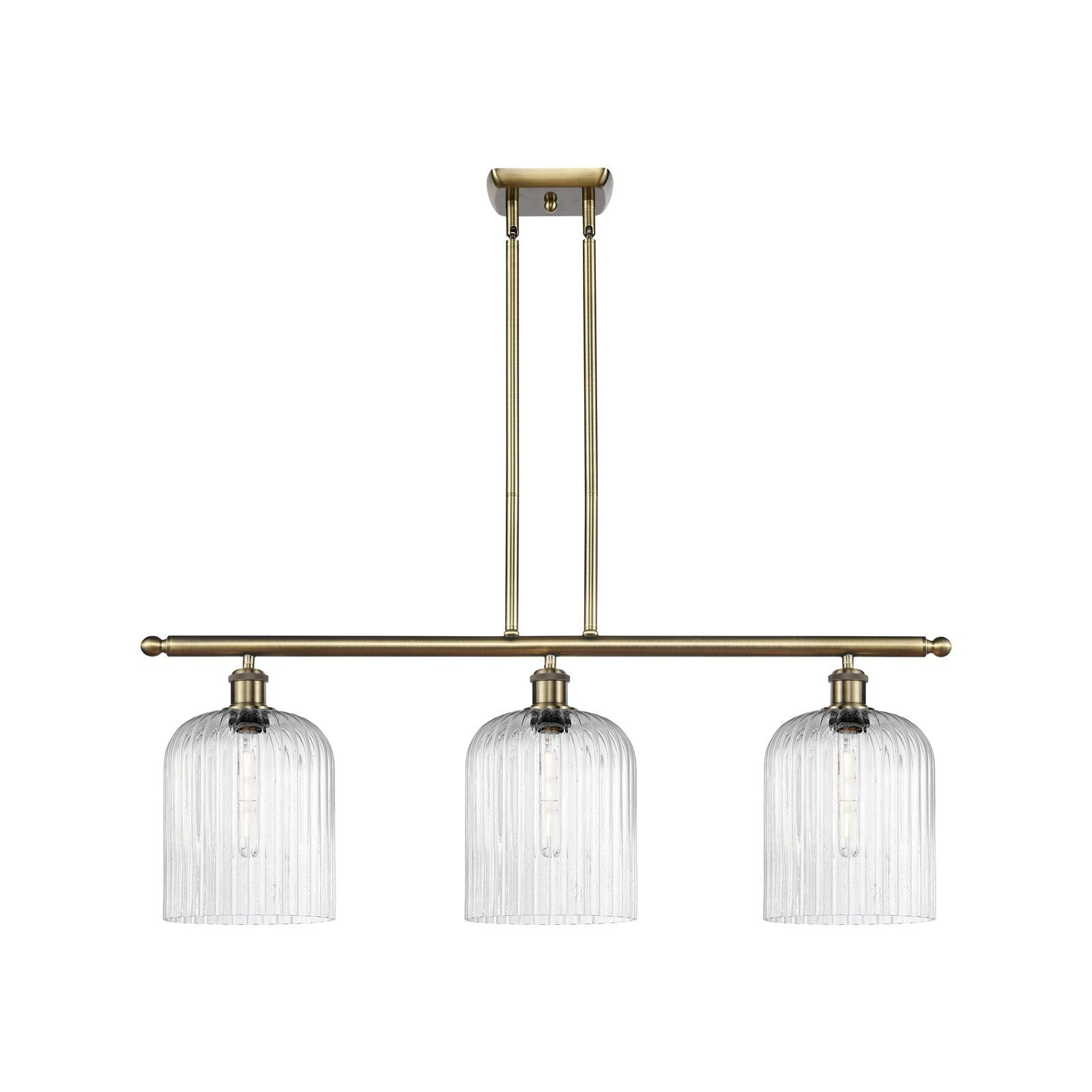 Innovations Bridal Veil 36in 3-Light Island Light | Art Nouveau Antique Brass and Seedy Glass | Kitchen Island & Dining | Model 516-3I-AB-G559-8SDY