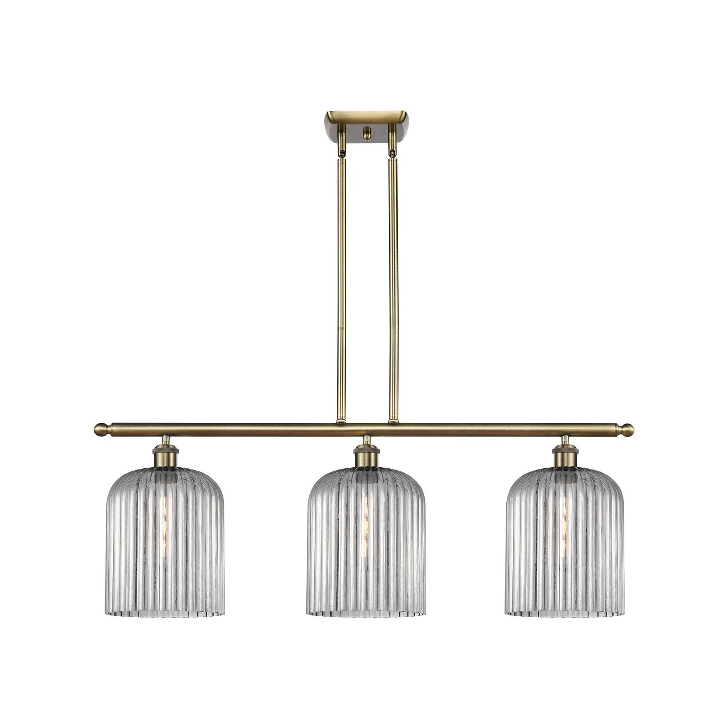 Innovations Bridal Veil 36in 3-Light Island Light | Art Nouveau Antique Brass and Light Smoke Glass | Kitchen Island | Model 516-3I-AB-G559-8SM