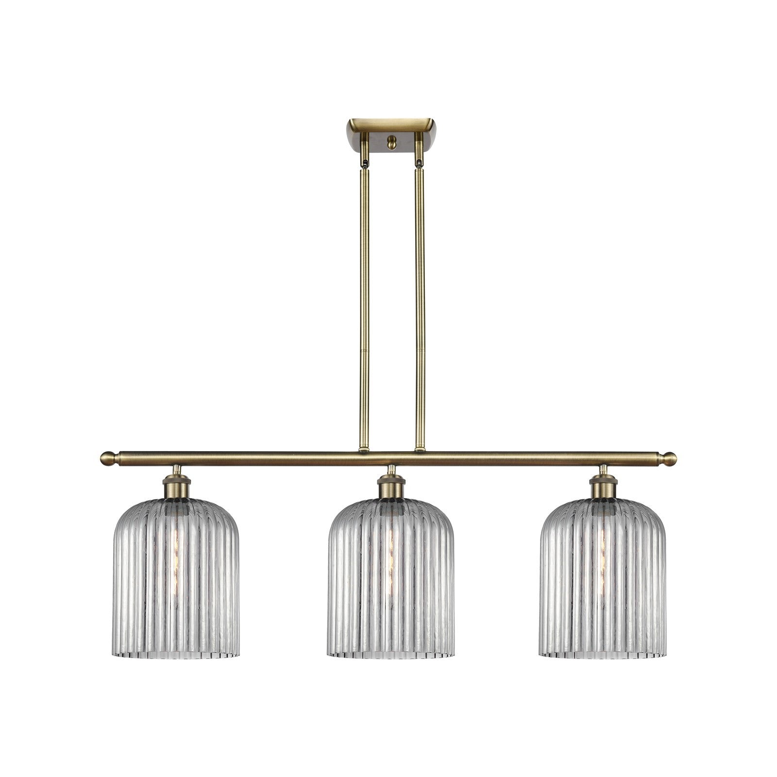 Innovations Bridal Veil 36in 3-Light Island Light | Art Nouveau Antique Brass and Light Smoke Glass | Kitchen Island | Model 516-3I-AB-G559-8SM