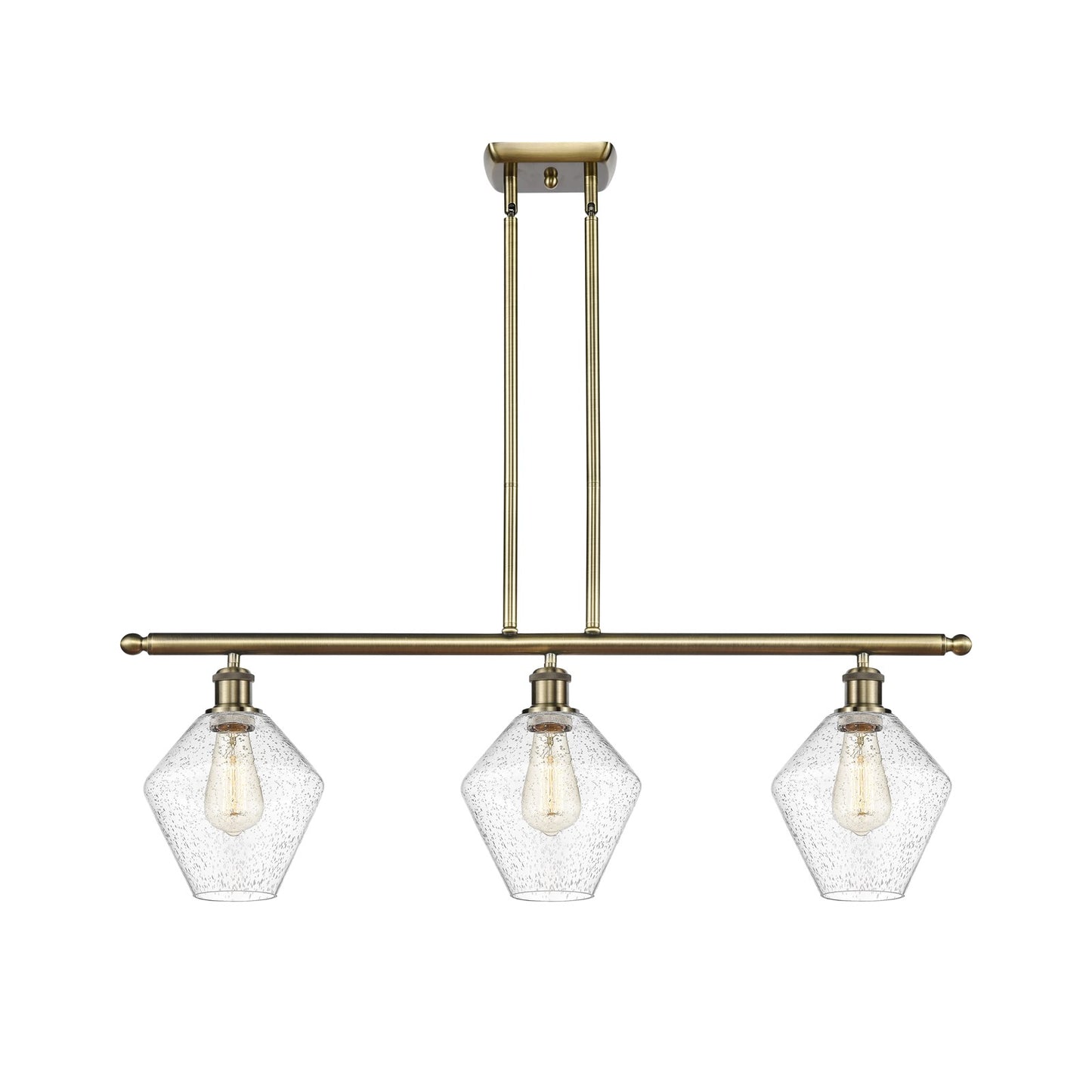 Innovations Ballston Cindyrella 36in 3-Light LED Island Pendant | Nautical Transitional Antique Brass and Seedy Glass | Model 516-3I-AB-G654-8-LED