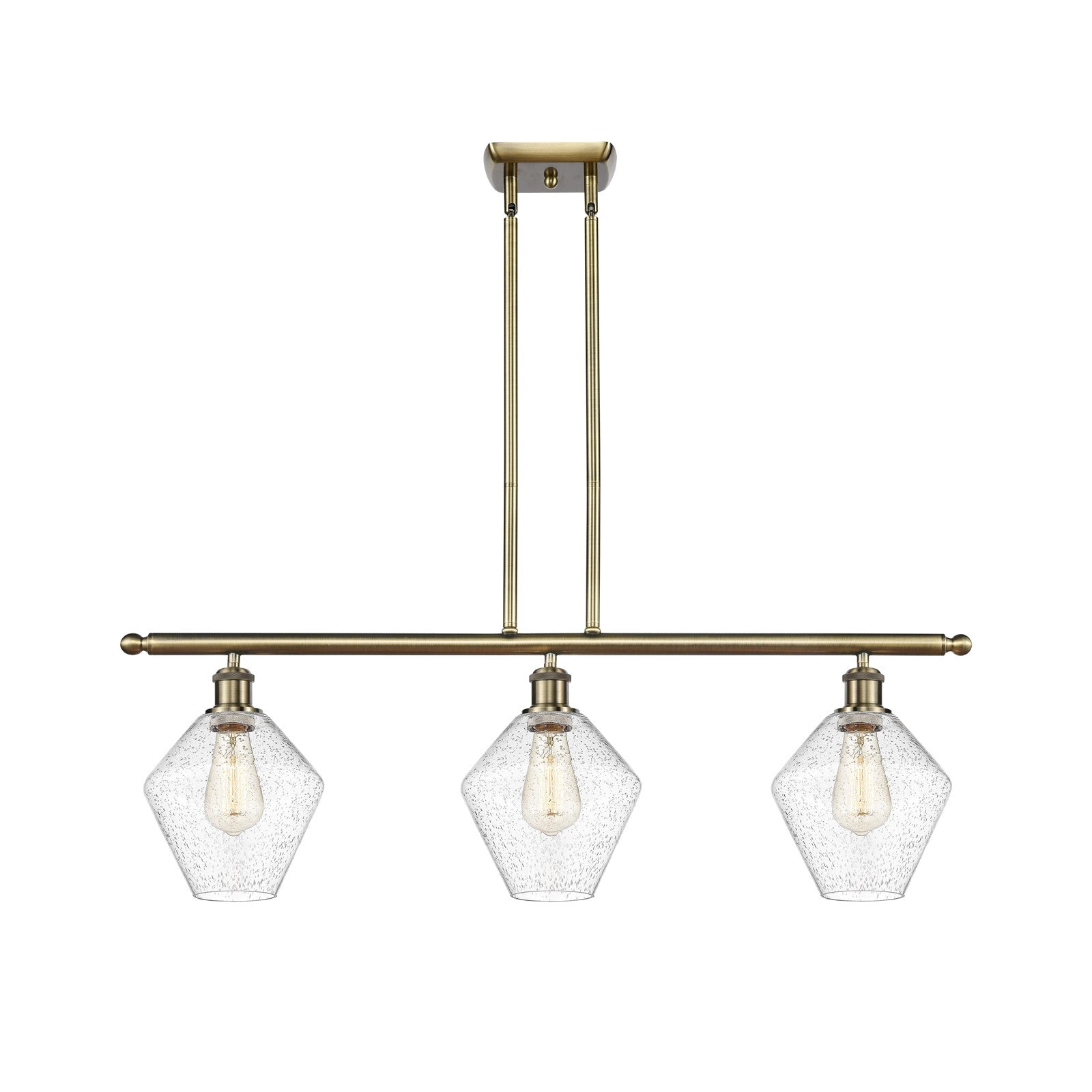 Innovations Ballston Cindyrella 36in 3-Light LED Island Pendant | Nautical Transitional Antique Brass and Seedy Glass | Model 516-3I-AB-G654-8-LED
