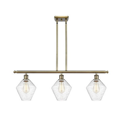 Innovations Ballston Cindyrella 36in 3-Light LED Island Pendant | Nautical Transitional Antique Brass and Seedy Glass | Model 516-3I-AB-G654-8-LED