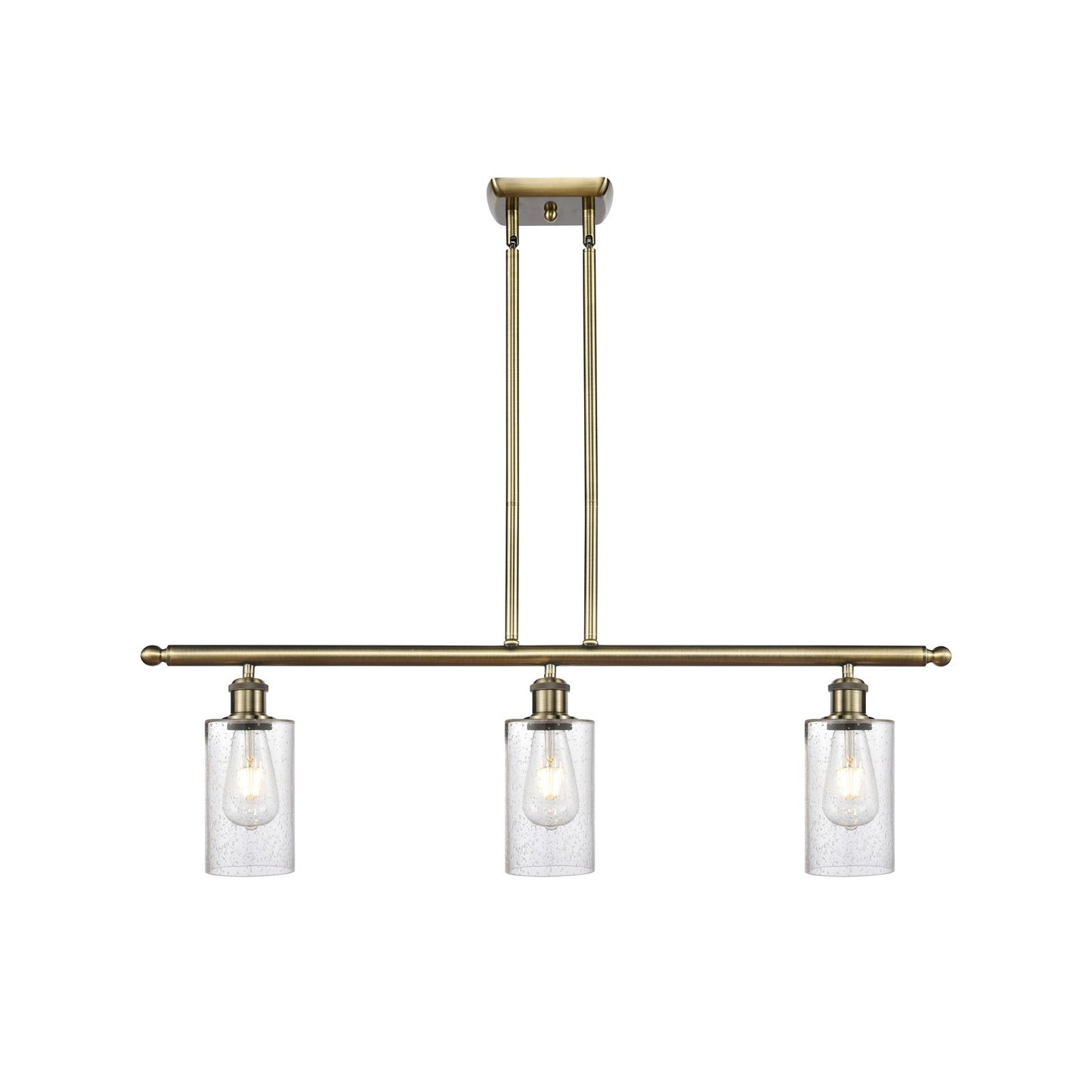 Innovations Clymer 36in 3-Light Island Light | Art Nouveau Antique Brass and Seedy Glass | Kitchen Island & Dining Room | Model 516-3I-AB-G804