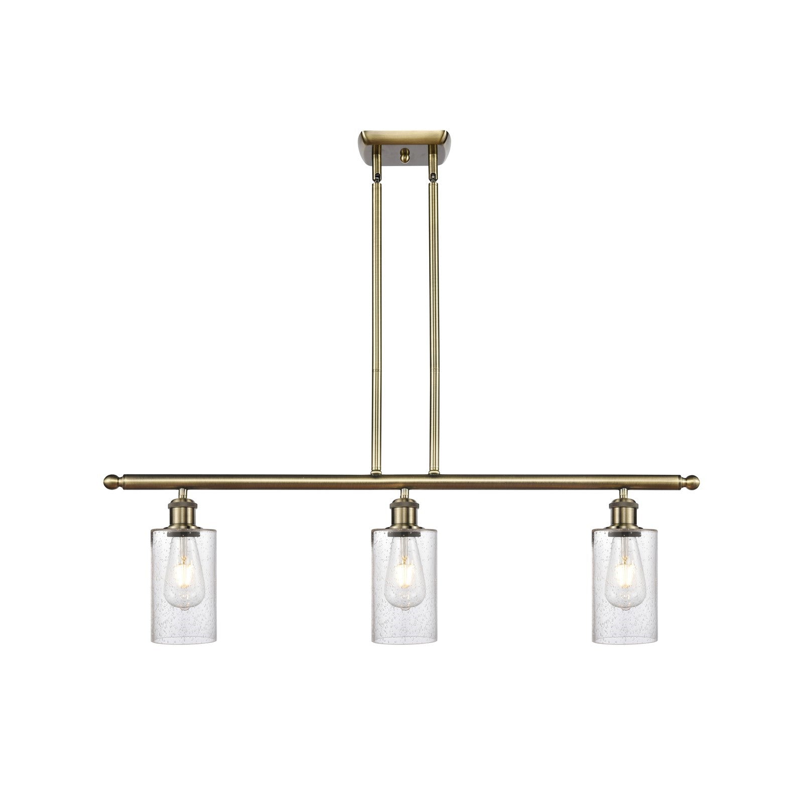 Innovations Clymer 36in 3-Light Island Light | Art Nouveau Antique Brass and Seedy Glass | Kitchen Island & Dining Room | Model 516-3I-AB-G804