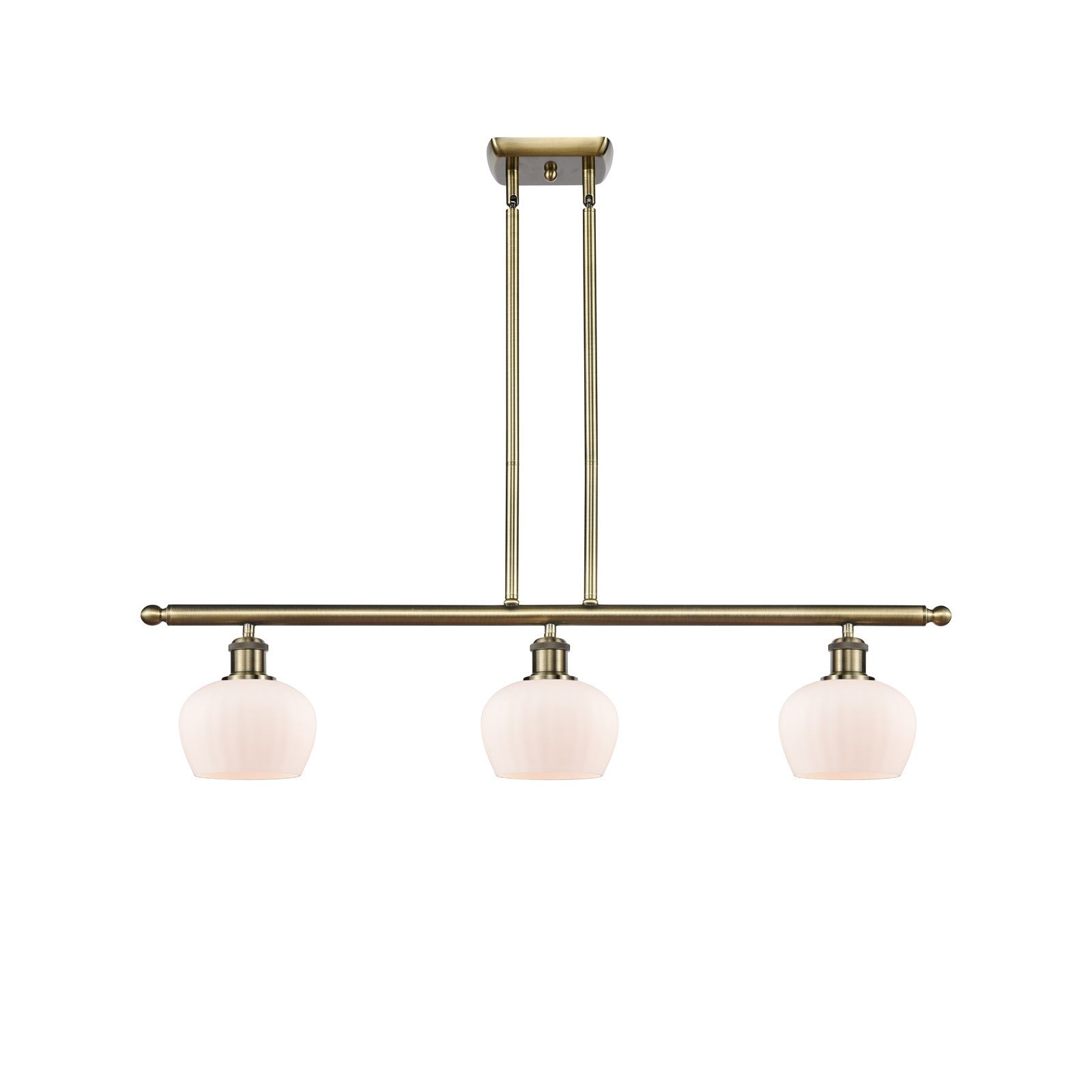 Innovations Fenton 36in 3-Light Island Light | Industrial Antique Brass and Matte White Glass | Kitchen Island & Dining Room | Model 516-3I-AB-G91