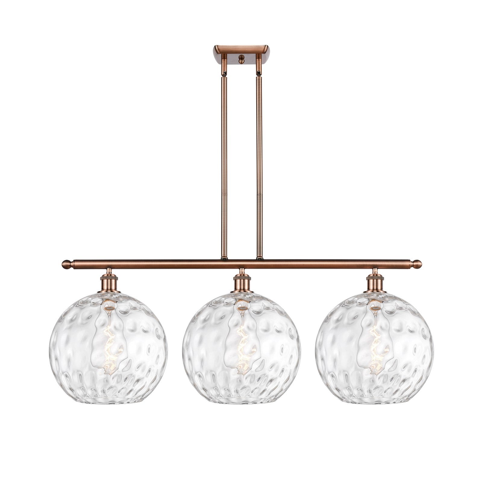 Innovations Athens 39in 3-Light Island Light | Industrial Antique Copper and Clear Water Glass | Kitchen Island & Dining | Model 516-3I-AC-G1215-12