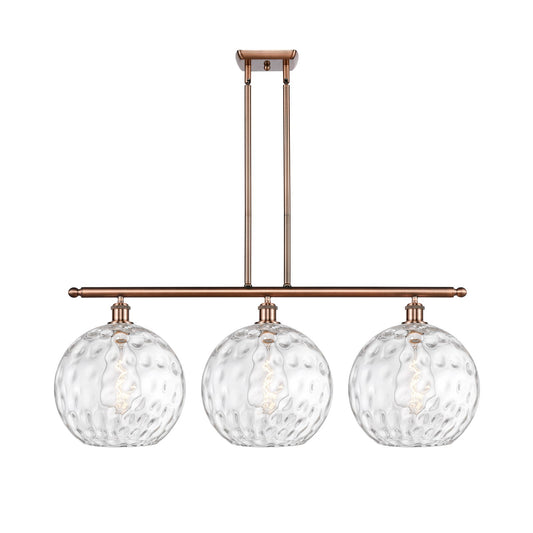 Innovations Athens 39in 3-Light Island Light | Industrial Antique Copper and Clear Water Glass | Kitchen Island & Dining | Model 516-3I-AC-G1215-12
