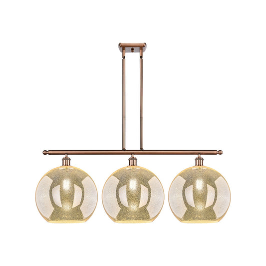 Innovations Athens 38in 3-Light Island | Industrial Antique Copper and Mercury Glass | Kitchen Island & Dining Room | Model 516-3I-AC-G128-12