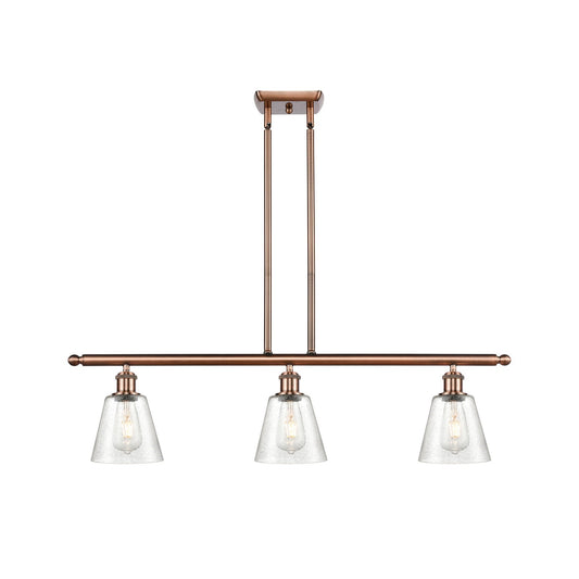 Innovations Caton 36in 3-Light Island | Industrial Antique Copper and Frosted Glass | Kitchen Island & Dining Room | 36 x 9 in | Model 516-3I-AC-G454