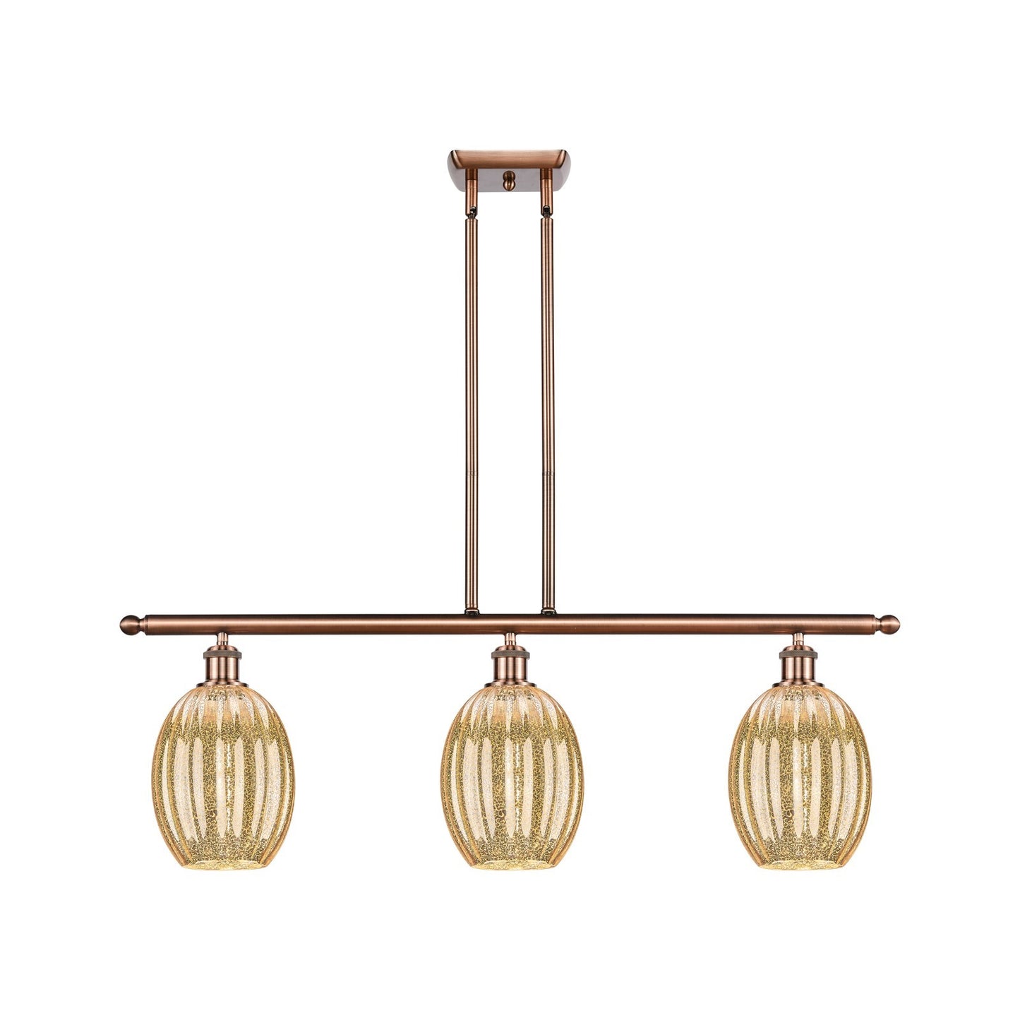 Innovations Preston Bulb 36in 3-Light Island | Industrial Antique Copper and Mercury Glass | Kitchen Island & Dining Room | Model 516-3I-AC-G459-6ME