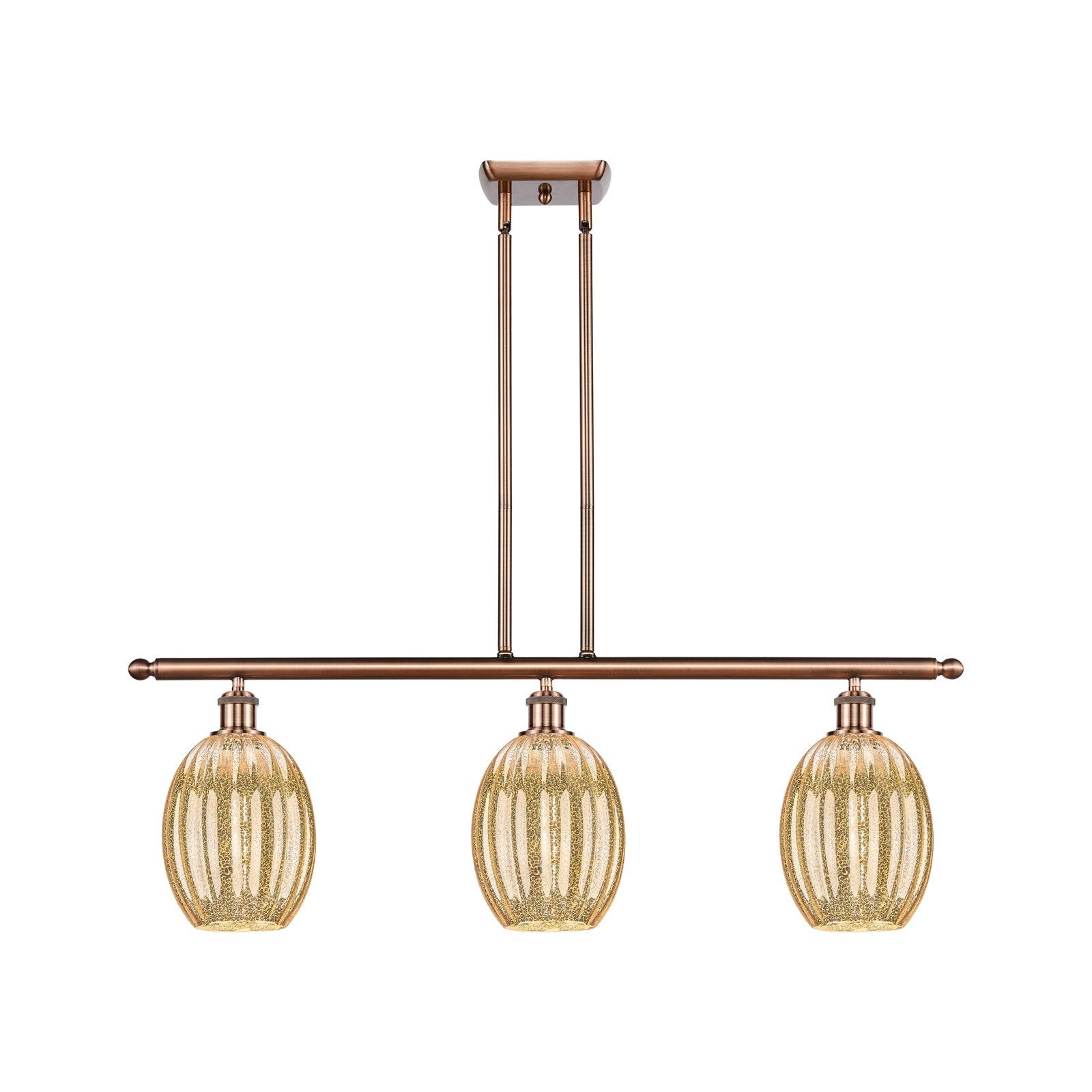 Innovations Preston Bulb 36in 3-Light Island | Industrial Antique Copper and Mercury Glass | Kitchen Island & Dining Room | Model 516-3I-AC-G459-6ME