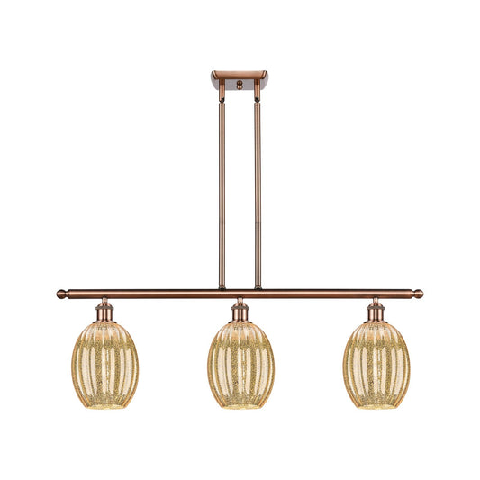 Innovations Preston Bulb 36in 3-Light Island | Industrial Antique Copper and Mercury Glass | Kitchen Island & Dining Room | Model 516-3I-AC-G459-6ME