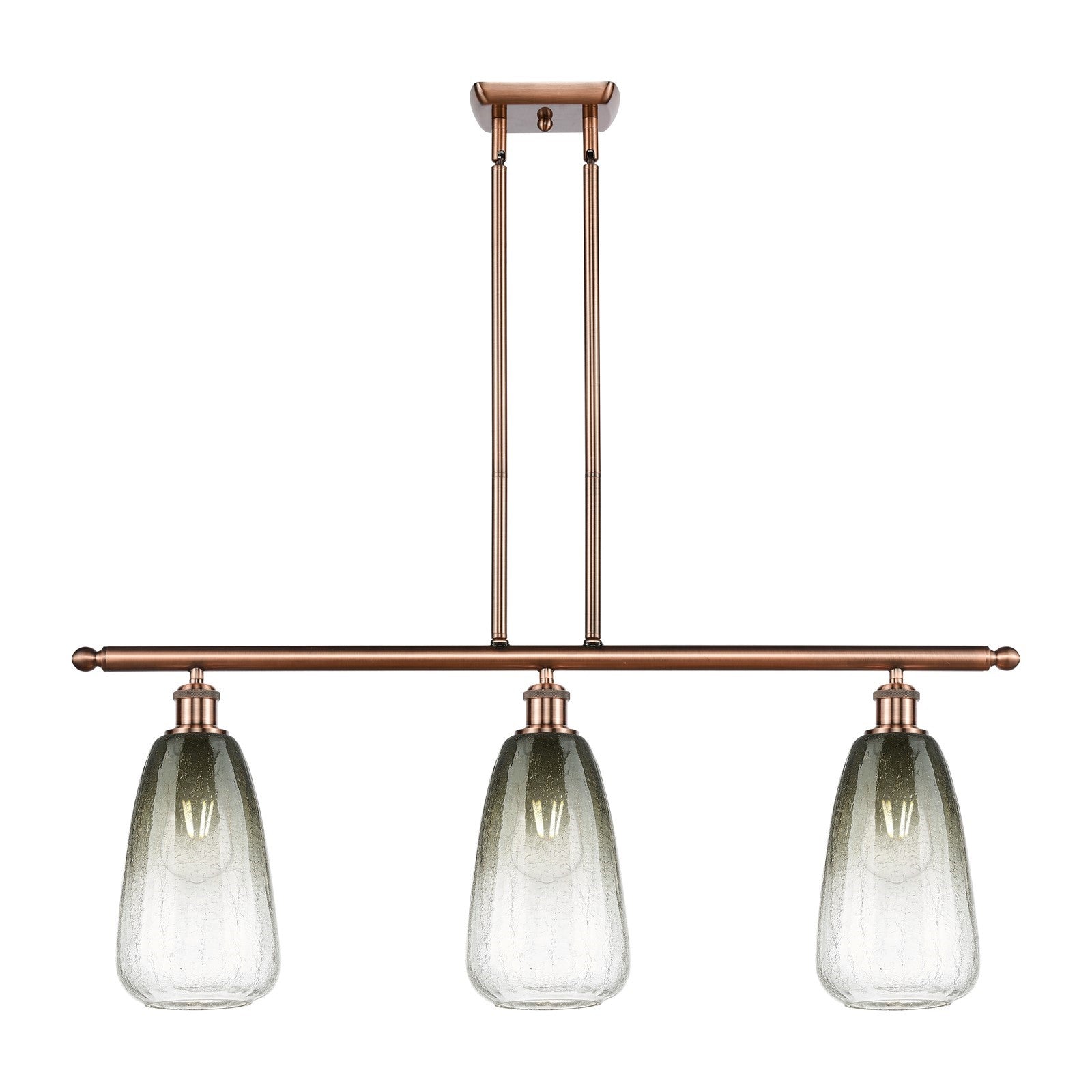 Innovations Brookhaven Almond 36in 3-Light Island | Industrial Antique Copper and Slate Glass | Kitchen Island & Dining | Model 516-3I-AC-G480-6SL