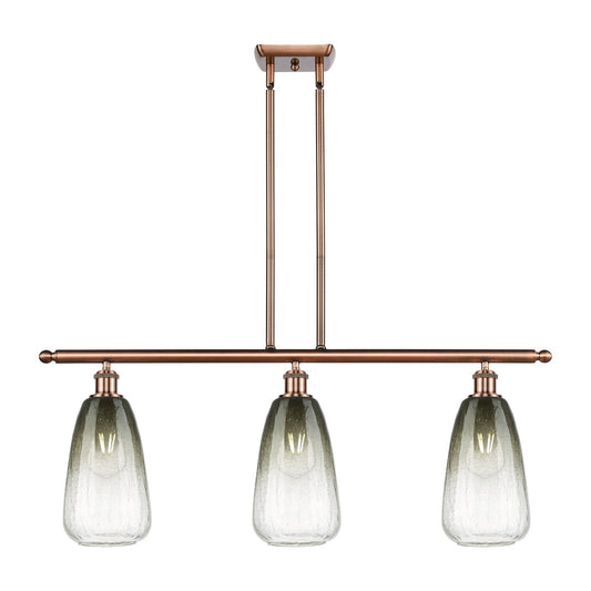 Innovations Brookhaven Almond 36in 3-Light Island | Industrial Antique Copper and Slate Glass | Kitchen Island & Dining | Model 516-3I-AC-G480-6SL