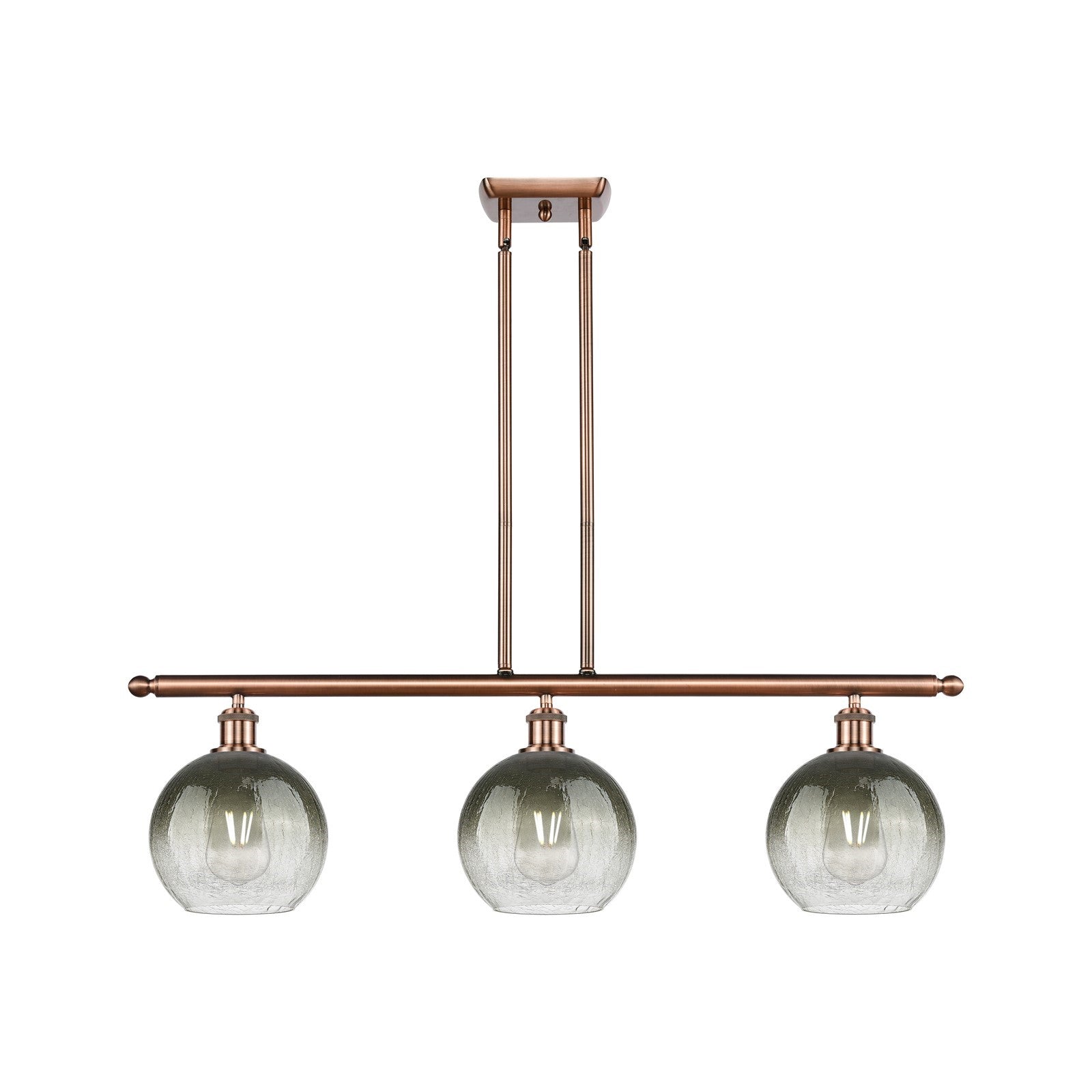 Innovations Brookhaven Globe 36in 3-Light Island Light | Industrial Antique Copper and Slate Glass | Kitchen Island | Model 516-3I-AC-G483-8SL