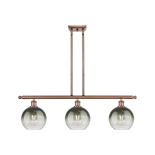 Innovations Brookhaven Globe 36in 3-Light Island Light | Industrial Antique Copper and Slate Glass | Kitchen Island | Model 516-3I-AC-G483-8SL