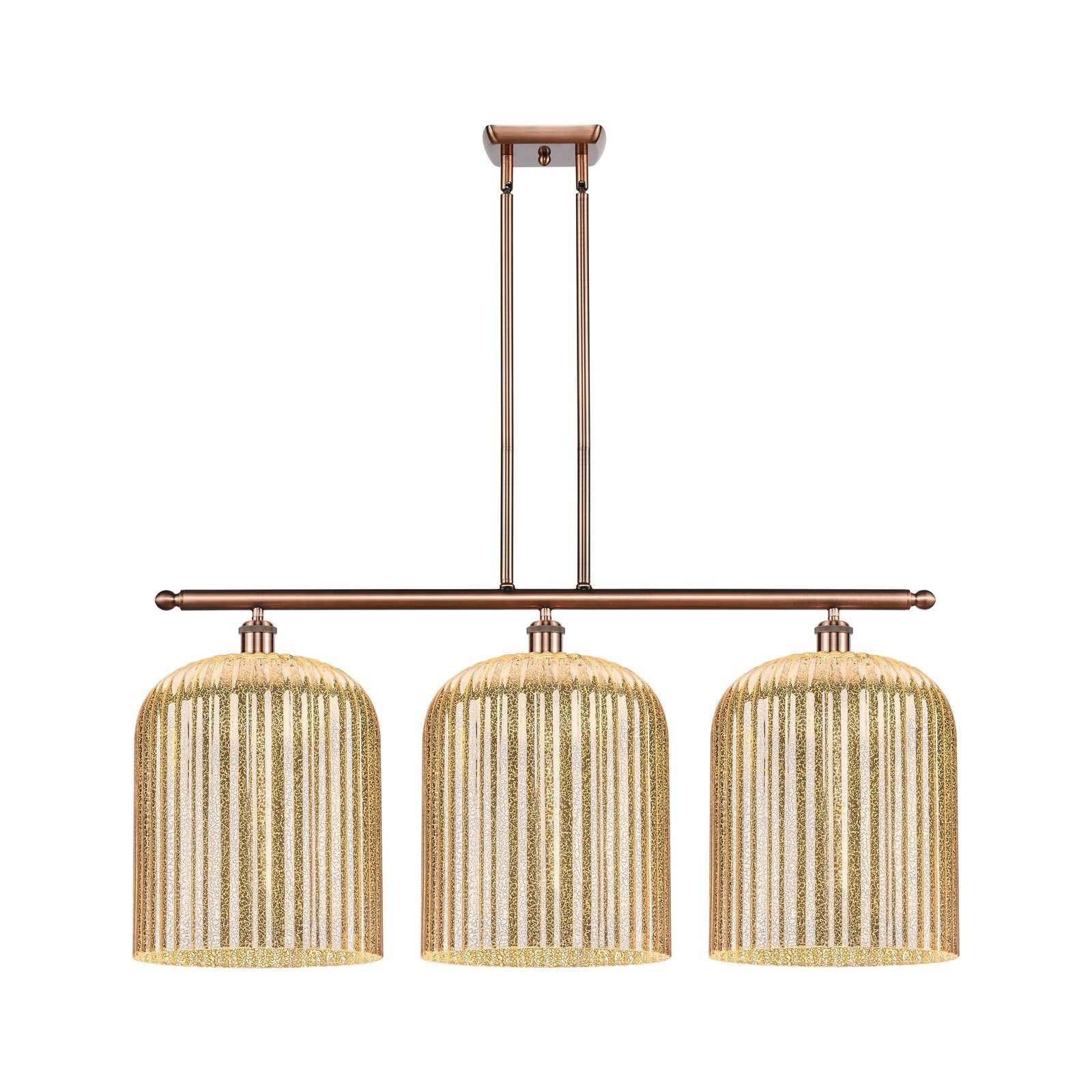 Innovations Bridal Veil 36in 3-Light Island Light | Art Nouveau Antique Copper and Mercury Glass | Kitchen Island | Model 516-3I-AC-G559-12ME