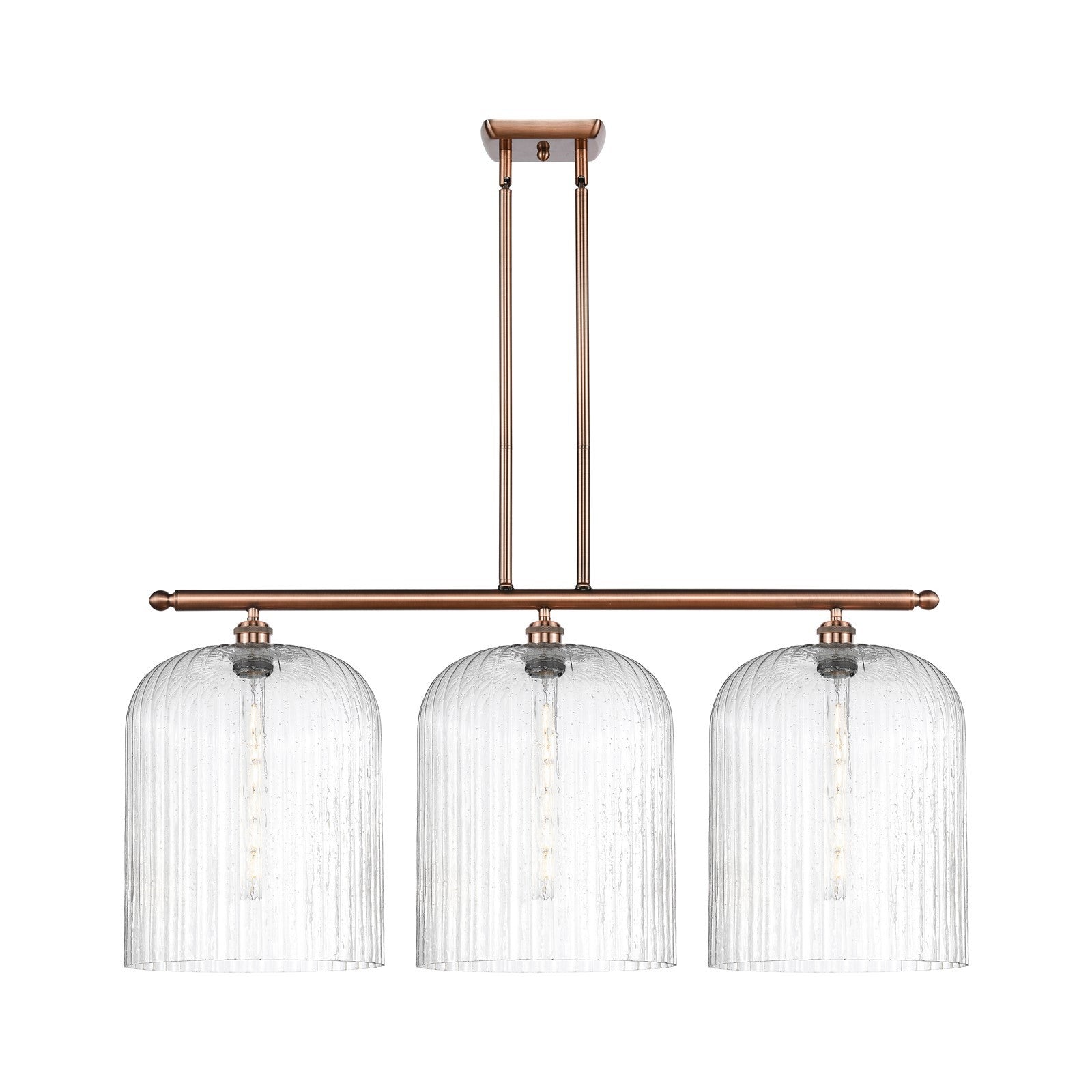 Innovations Bridal Veil 36in 3-Light Island Light | Art Nouveau Antique Copper and Seedy Glass | Kitchen Island & Dining | Model 516-3I-AC-G559-12SDY