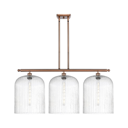 Innovations Bridal Veil 36in 3-Light Island Light | Art Nouveau Antique Copper and Seedy Glass | Kitchen Island & Dining | Model 516-3I-AC-G559-12SDY