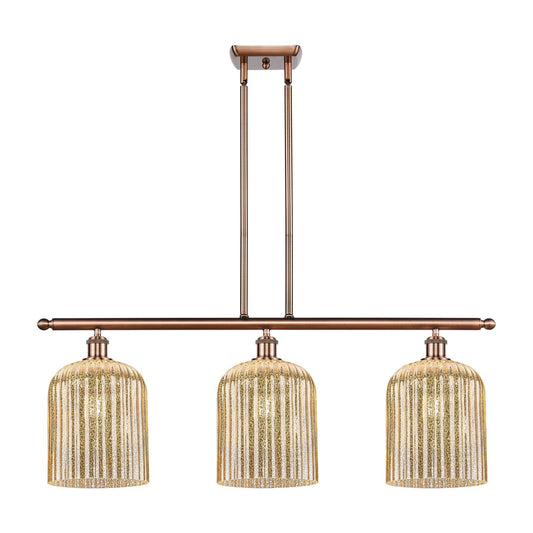 Innovations Bridal Veil 36in 3-Light Island Light | Art Nouveau Antique Copper and Mercury Glass | Kitchen Island & Dining | Model 516-3I-AC-G559-8ME