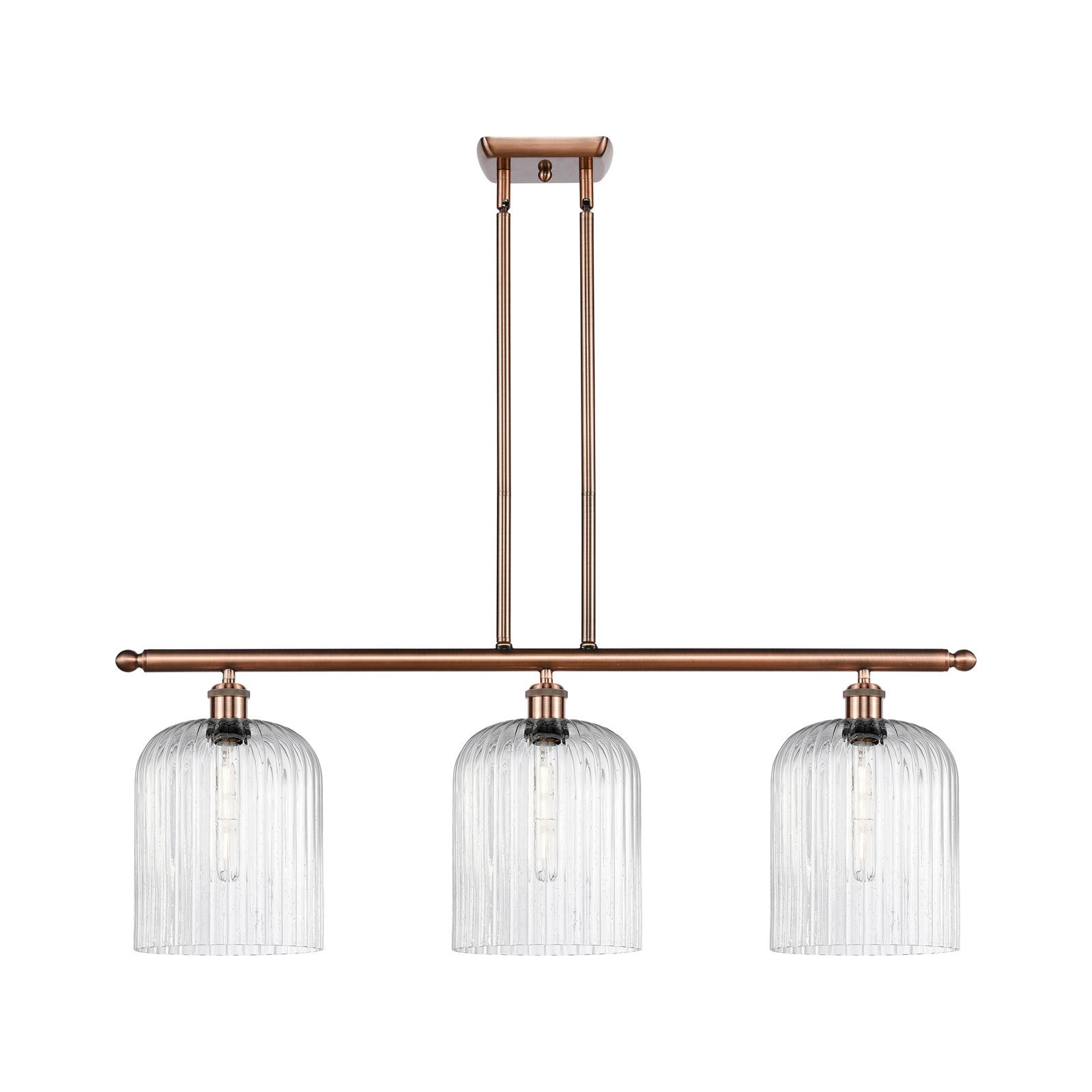 Innovations Bridal Veil 36in 3-Light Island Light | Art Nouveau Antique Copper and Seedy Glass | Kitchen Island & Dining | Model 516-3I-AC-G559-8SDY