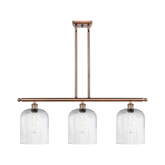 Innovations Bridal Veil 36in 3-Light Island Light | Art Nouveau Antique Copper and Seedy Glass | Kitchen Island & Dining | Model 516-3I-AC-G559-8SDY