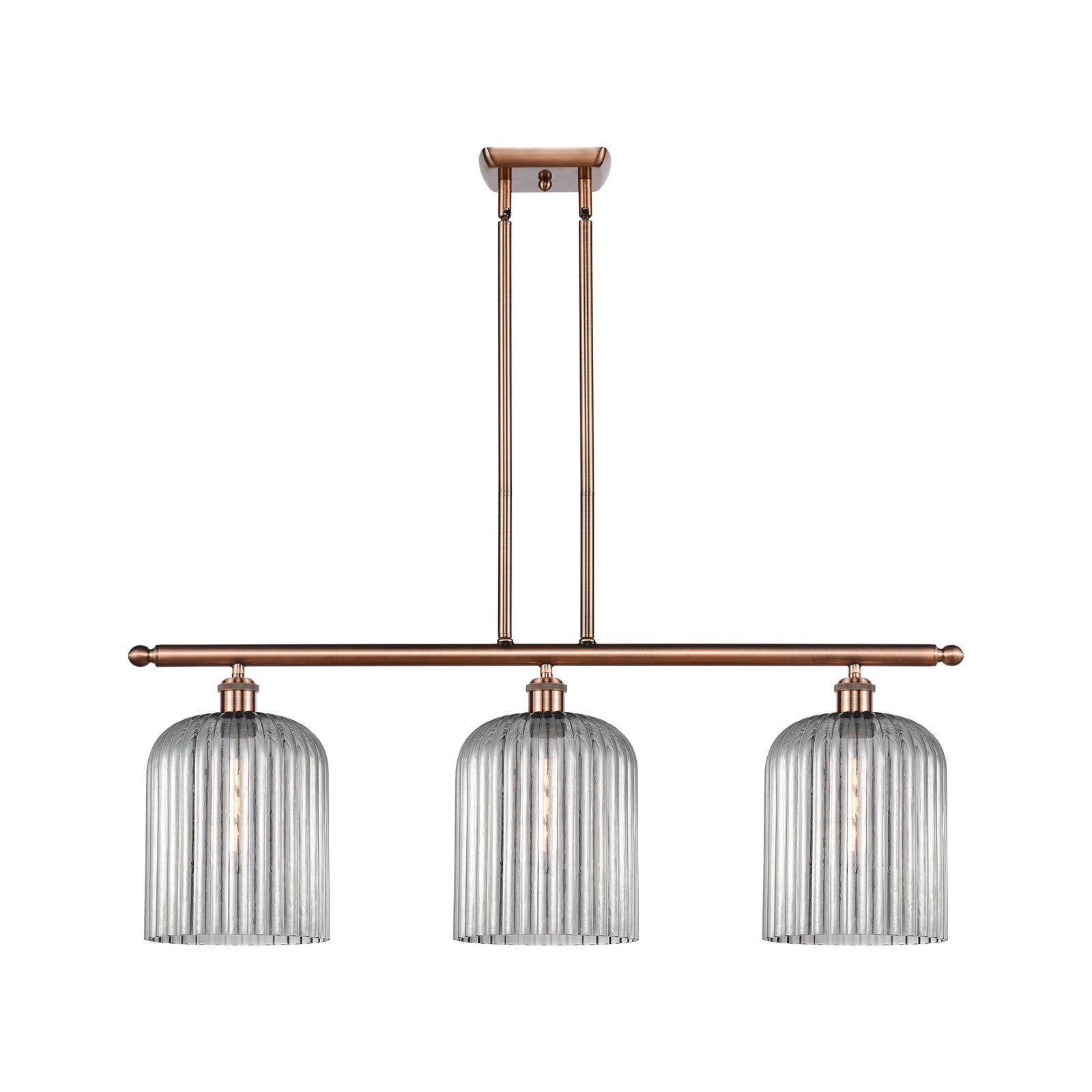 Innovations Bridal Veil 36in 3-Light Island Light | Art Nouveau Antique Copper and Light Smoke Glass | Kitchen Island | Model 516-3I-AC-G559-8SM