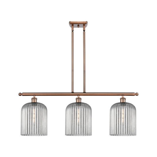 Innovations Bridal Veil 36in 3-Light Island Light | Art Nouveau Antique Copper and Light Smoke Glass | Kitchen Island | Model 516-3I-AC-G559-8SM