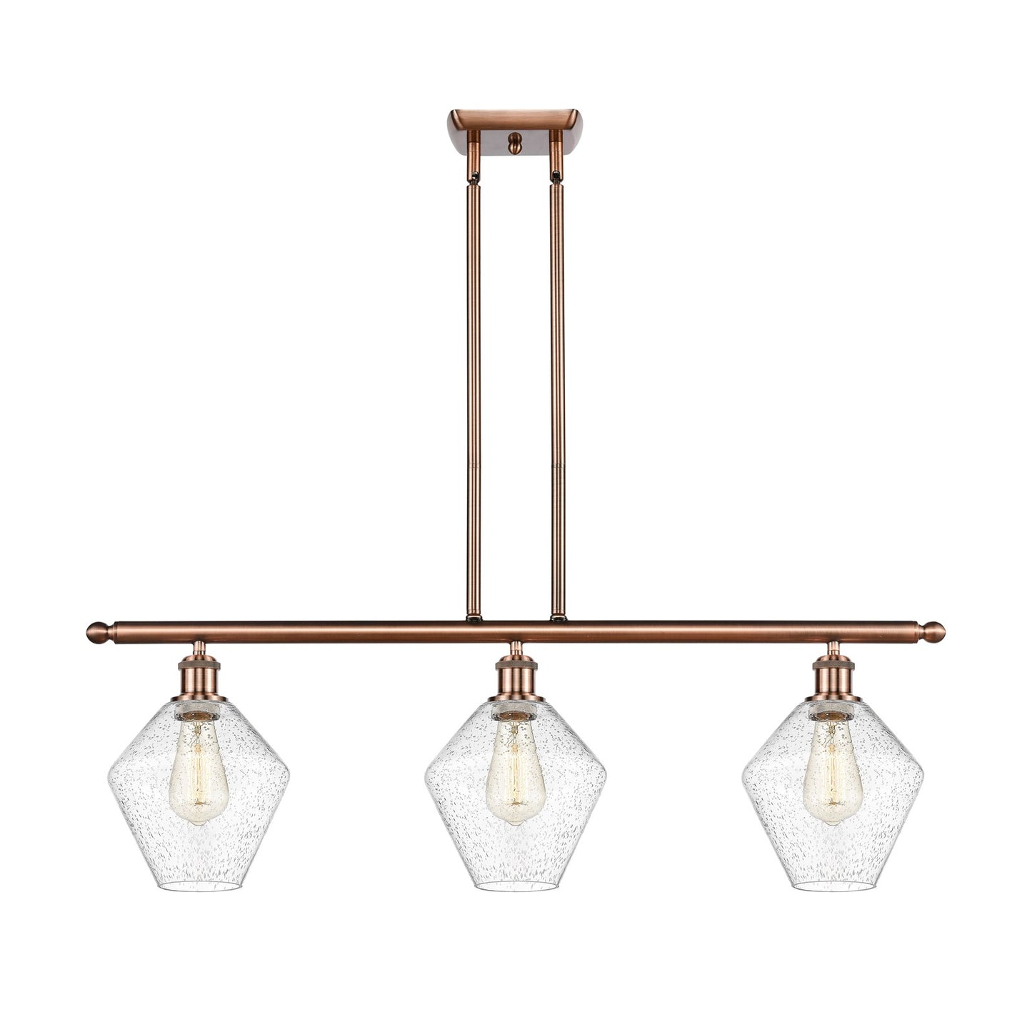 Innovations Ballston Cindyrella 36in 3-Light LED Island | Nautical Transitional Antique Copper Steel and Seedy Glass | Model 516-3I-AC-G654-8-LED