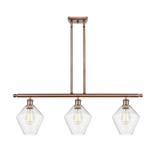 Innovations Ballston Cindyrella 36in 3-Light LED Island | Nautical Transitional Antique Copper Steel and Seedy Glass | Model 516-3I-AC-G654-8-LED