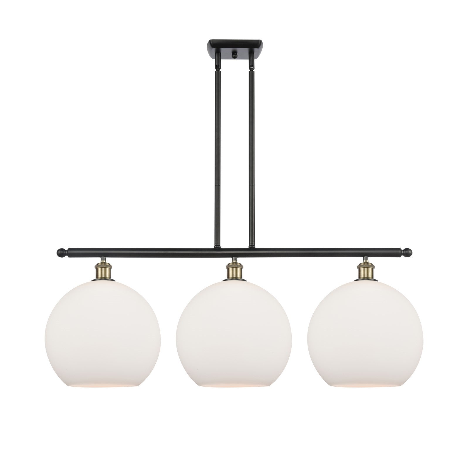 Innovations Athens 38in 3-Light Island Light | Industrial Black Antique Brass and Matte White Glass | Kitchen Island | Model 516-3I-BAB-G121-12
