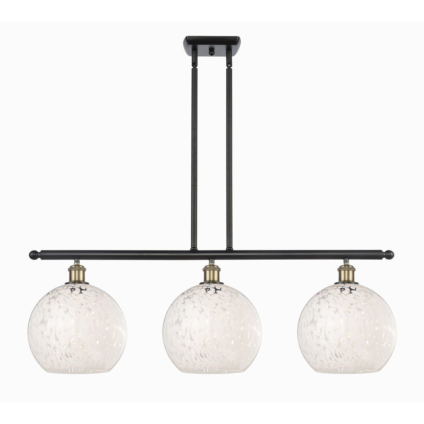 Innovations Ballston 36.5in 3-Light Island Light | Art Nouveau Black Antique Brass and White Mouchette Glass | Kitchen | Model 516-3I-BAB-G1216-10WM