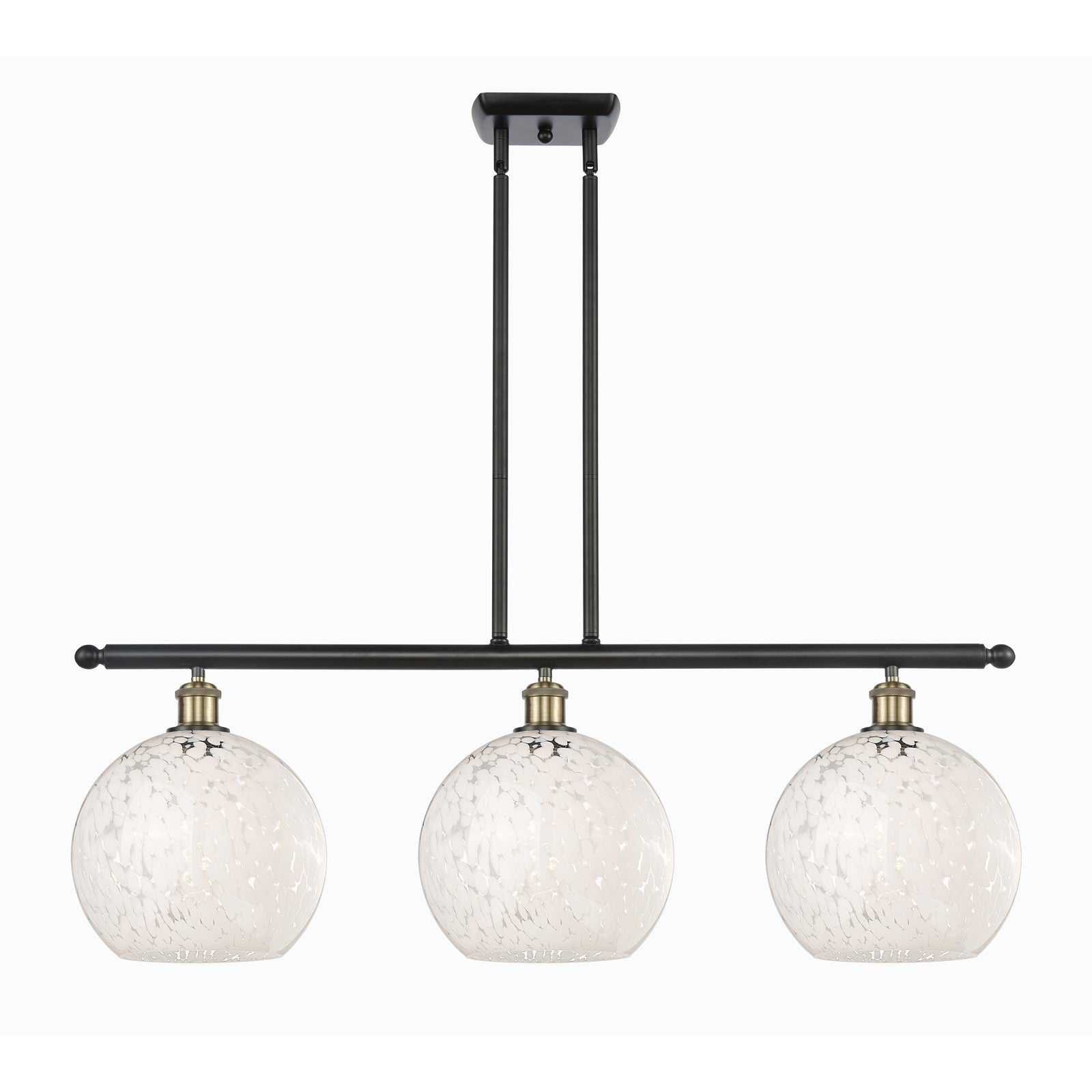 Innovations Ballston 36.5in 3-Light Island Light | Art Nouveau Black Antique Brass and White Mouchette Glass | Kitchen | Model 516-3I-BAB-G1216-10WM