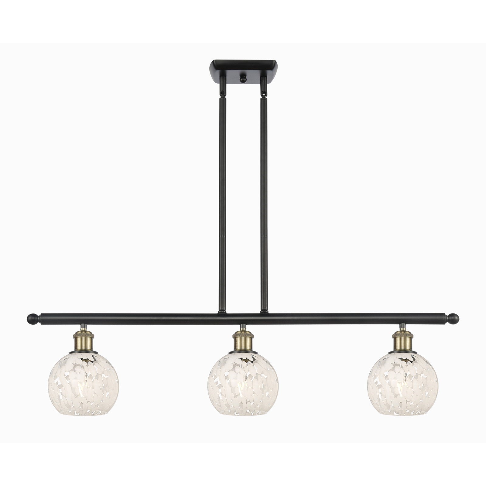 Innovations Ballston 36in 3-Light Island Light | Art Nouveau Black Antique Brass and White Mouchette Glass | Kitchen | Model 516-3I-BAB-G1216-6WM