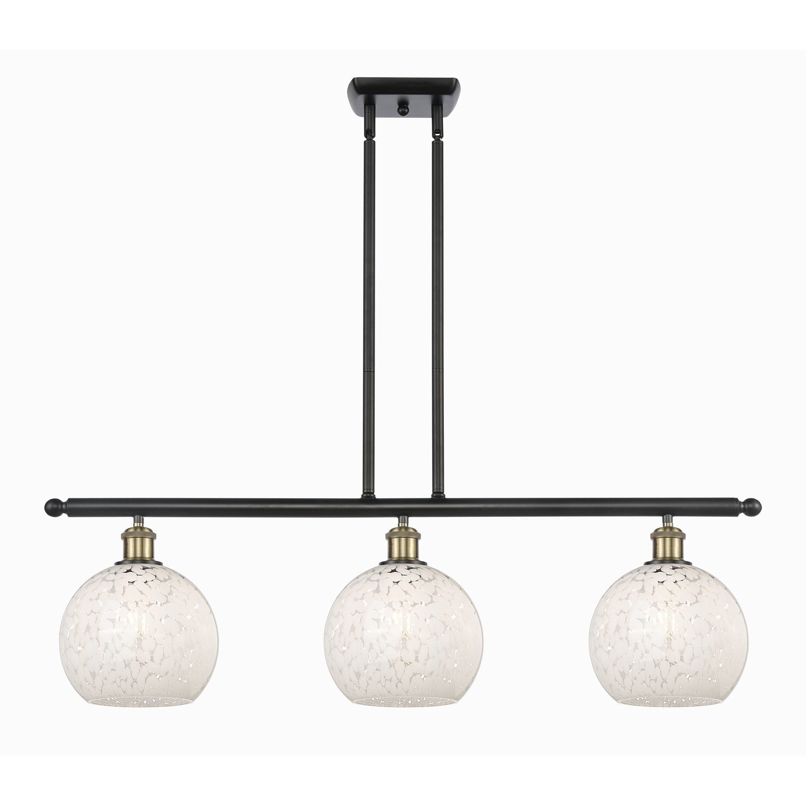 Innovations Ballston 36in 3-Light Island Light | Art Nouveau Black Antique Brass and White Mouchette Glass | Kitchen | Model 516-3I-BAB-G1216-8WM