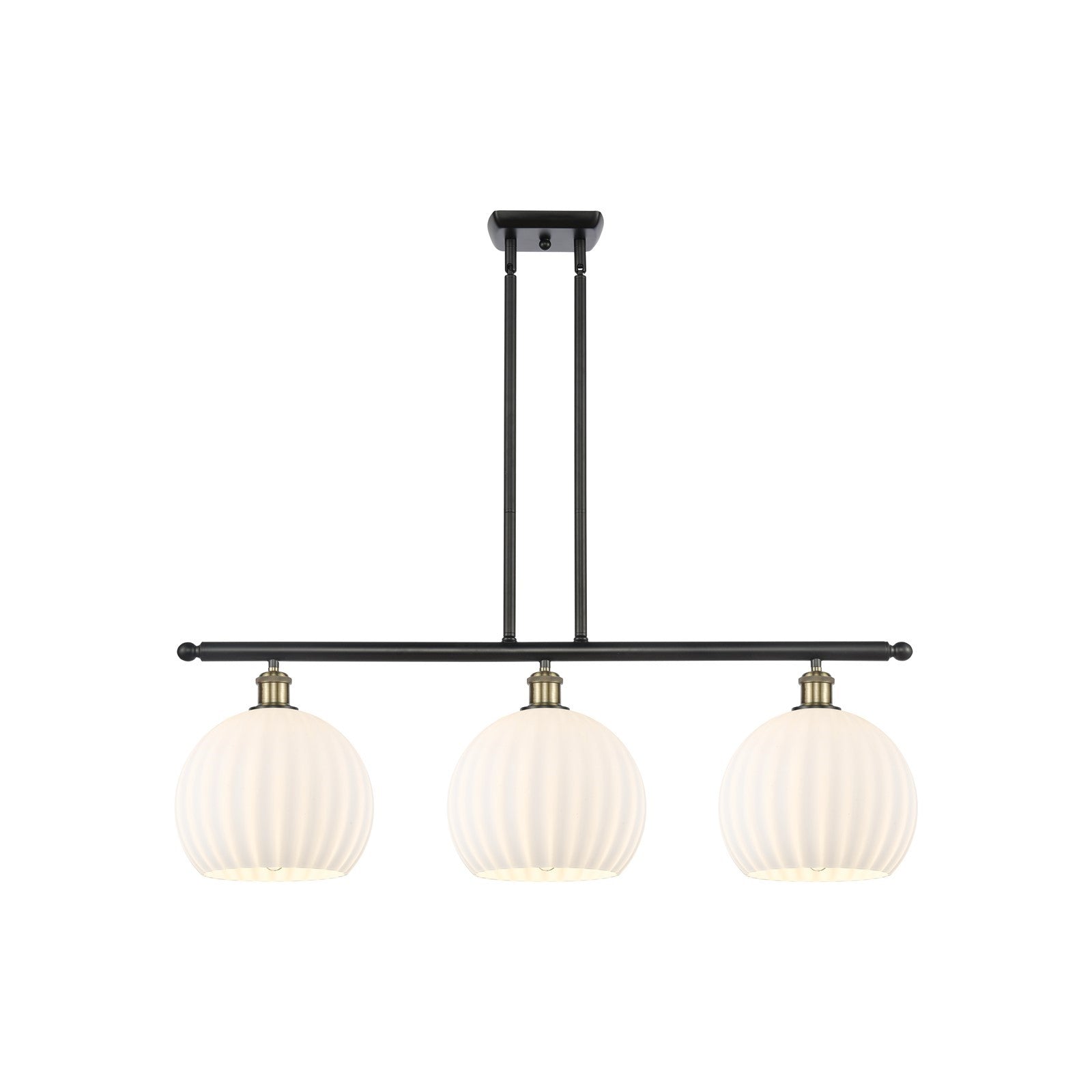 Innovations Ballston 36in 3-Light Island Light | Modern Contempo Black Antique Brass and White Venetian Glass | Kitchen | Model 516-3I-BAB-G1217-10WV