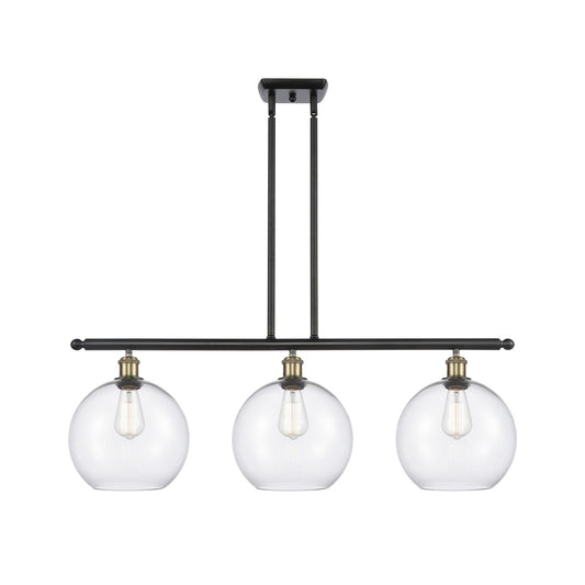 Innovations Athens 36in 3-Light Island Light | Industrial Black Antique Brass and Clear Glass | Kitchen Island & Dining | Model 516-3I-BAB-G122-10
