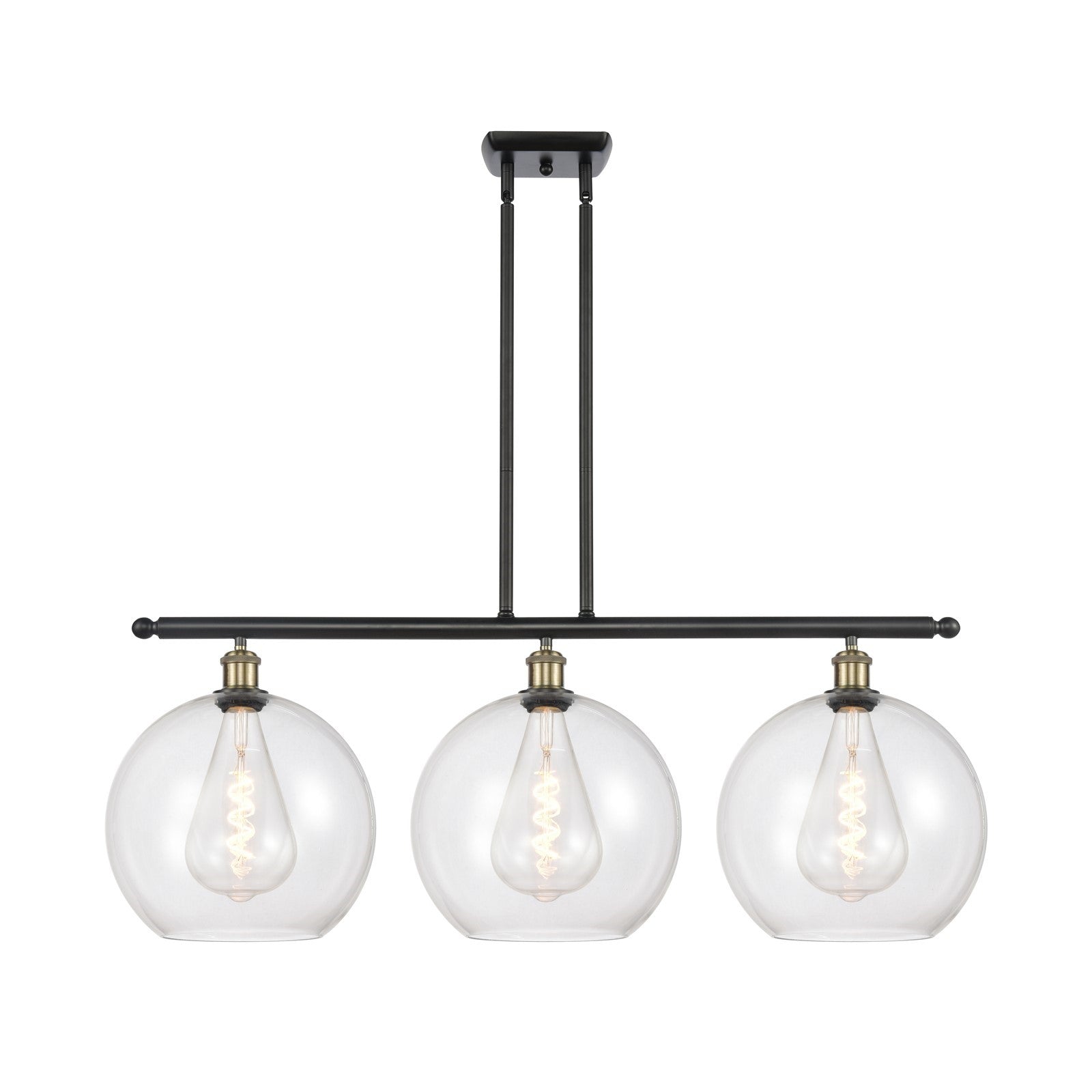 Innovations Athens 38in 3-Light Island Light | Industrial Black Antique Brass and Clear Glass | Kitchen Island & Dining | Model 516-3I-BAB-G122-12