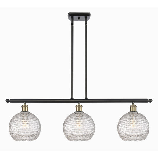 Innovations Athens 36in 3-Light Island Light | Modern Farmhouse Black Antique Brass and Clear Basket Weave Glass | Model 516-3I-BAB-G122C-8CL