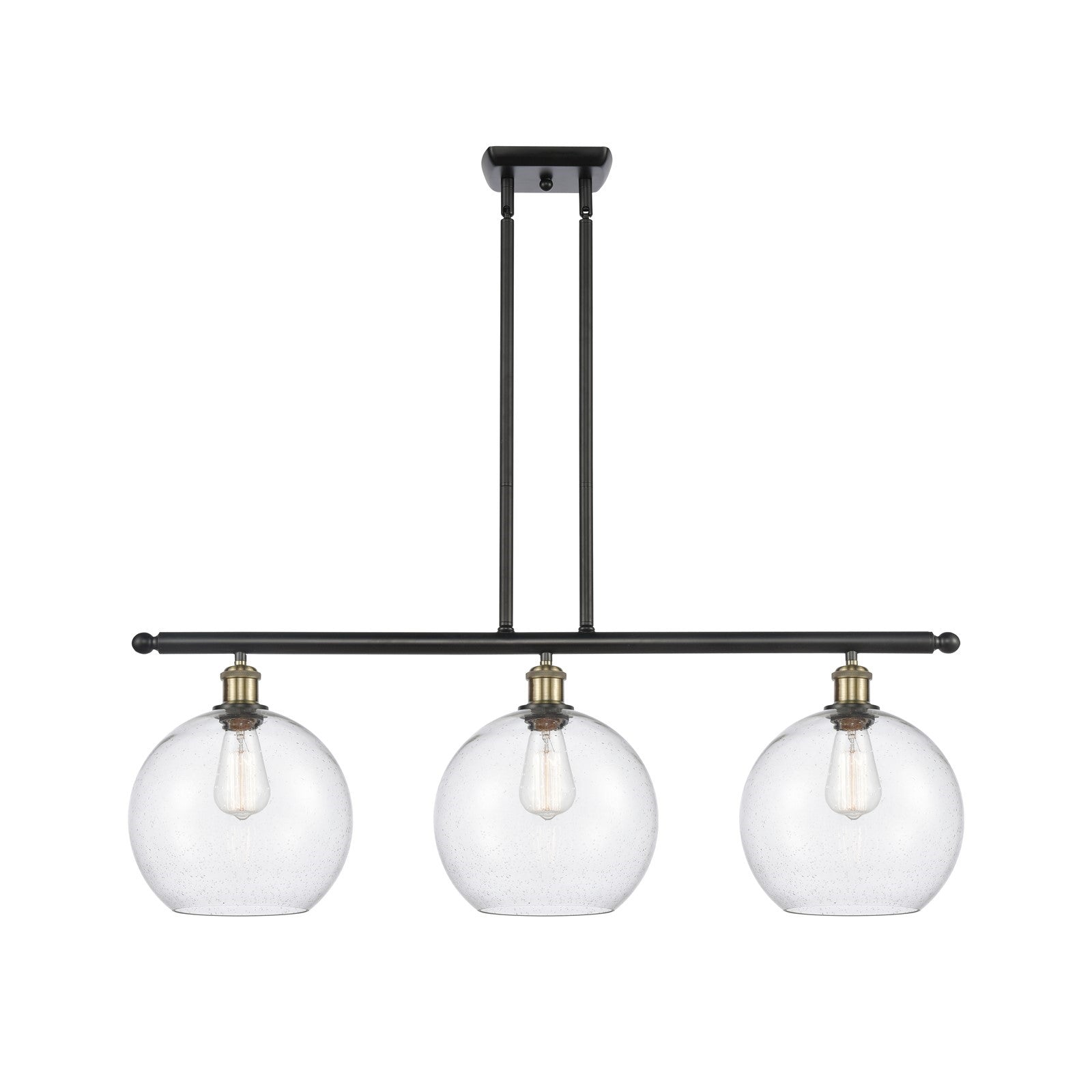 Innovations Athens 36in 3-Light Island Light | Industrial Black Antique Brass and Seedy Glass | Kitchen Island & Dining | Model 516-3I-BAB-G124-10
